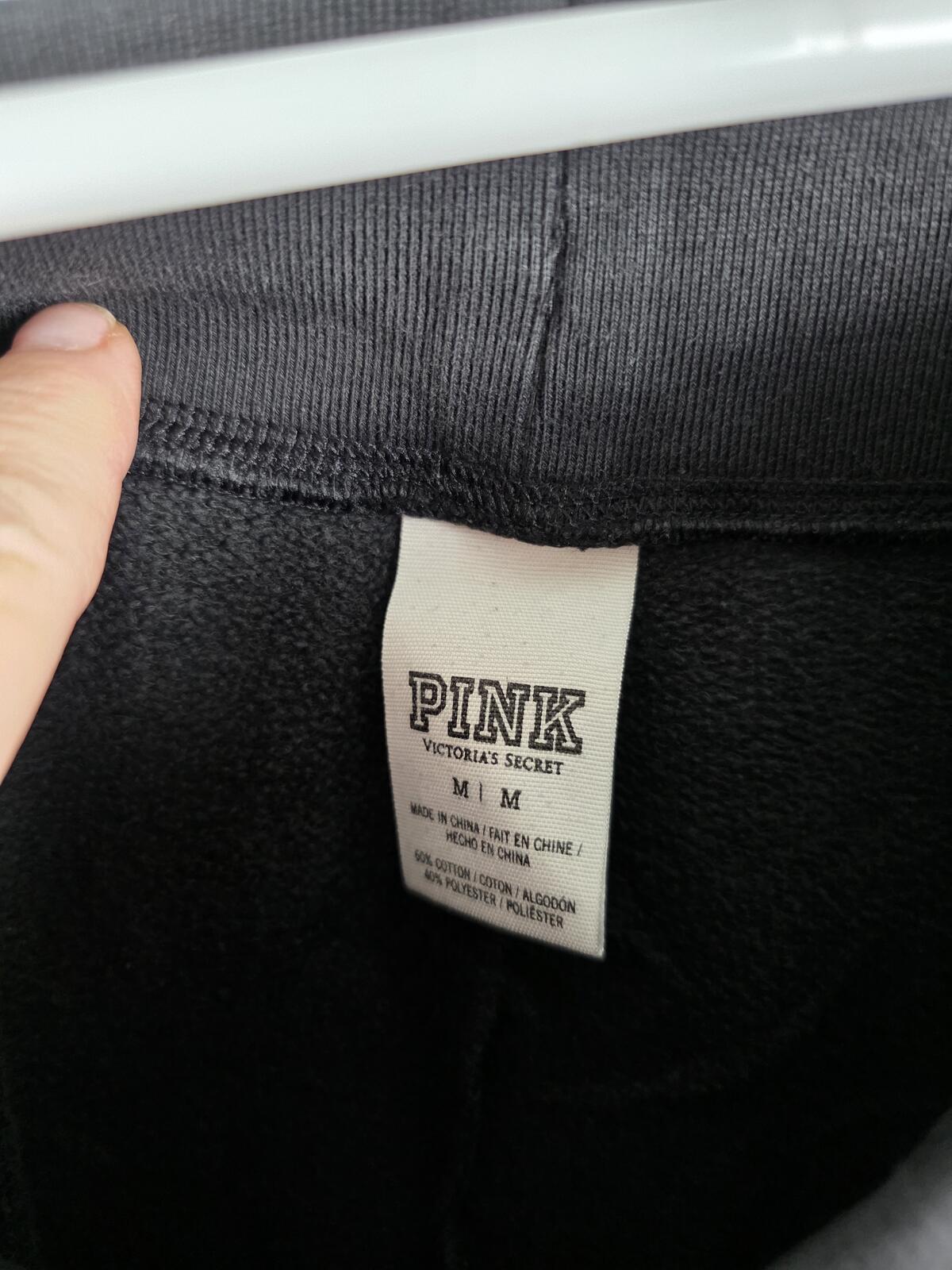 Victorias Secret PINK  BLING STUDDED Vintage Logo Sweats Black Medium