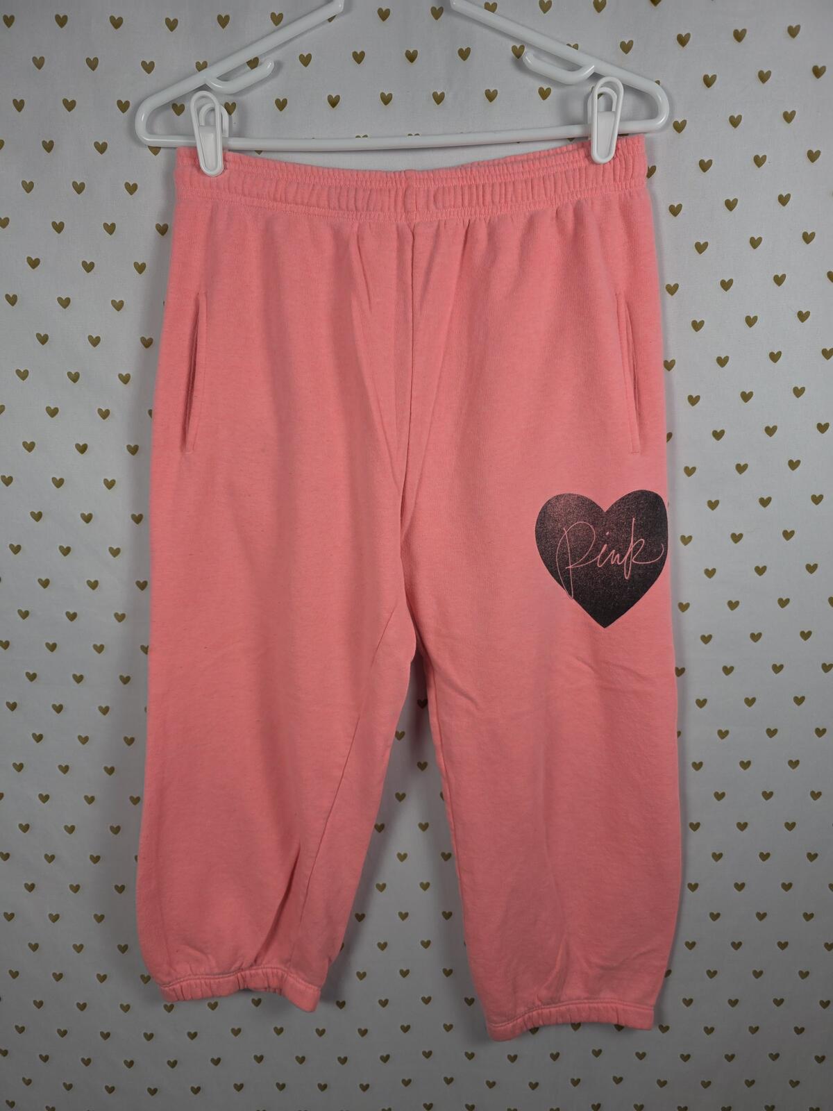 Victorias Secret PINK Vintage Heart CAPRI Cropped Joggers Sweats Sweatpants XS