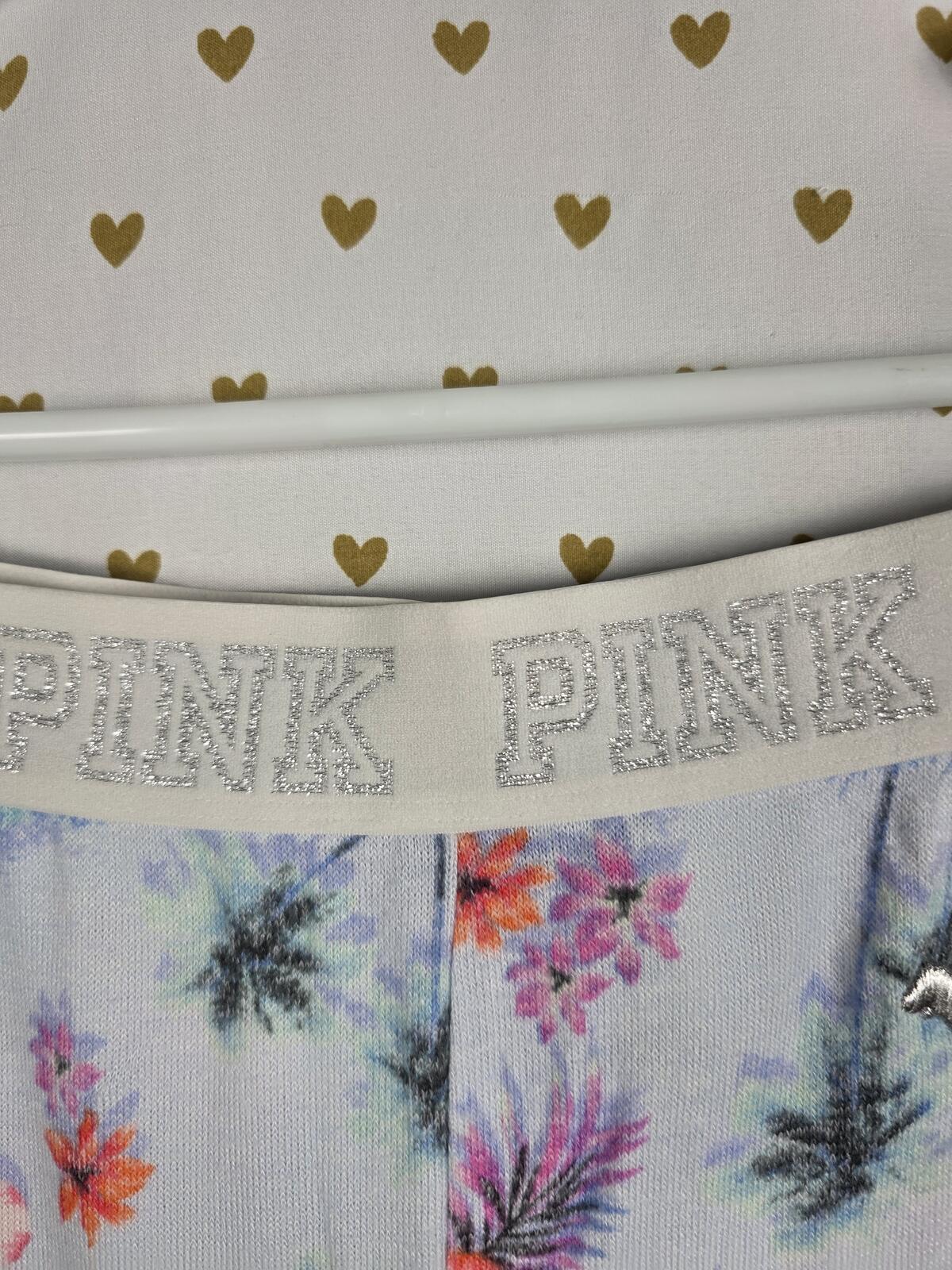 Victorias Secret Large Floral Tapered Sleep Pants Pajama Bottoms Blue