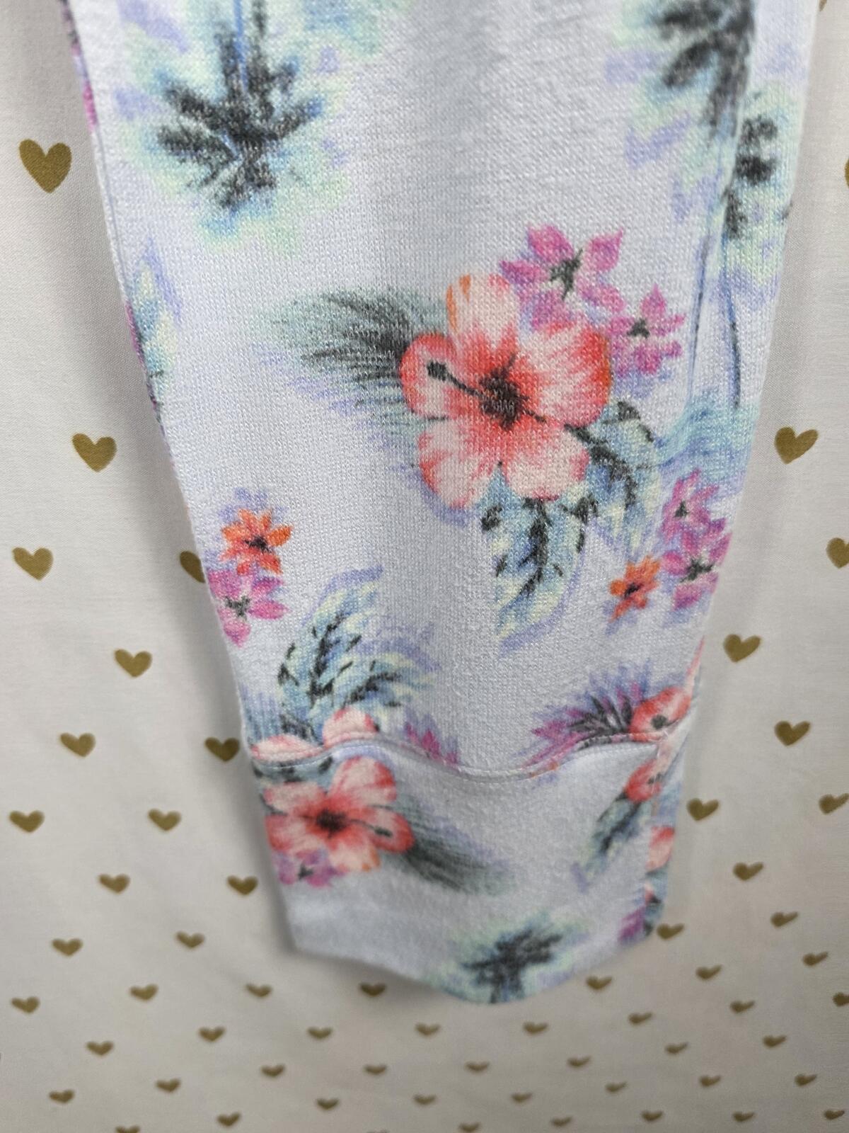 Victorias Secret Large Floral Tapered Sleep Pants Pajama Bottoms Blue