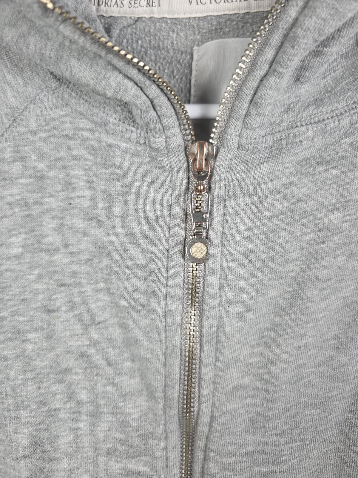 Victorias Secret BLING Heart Wings Full Zip Hoodie Jacket Grey MEDIUM