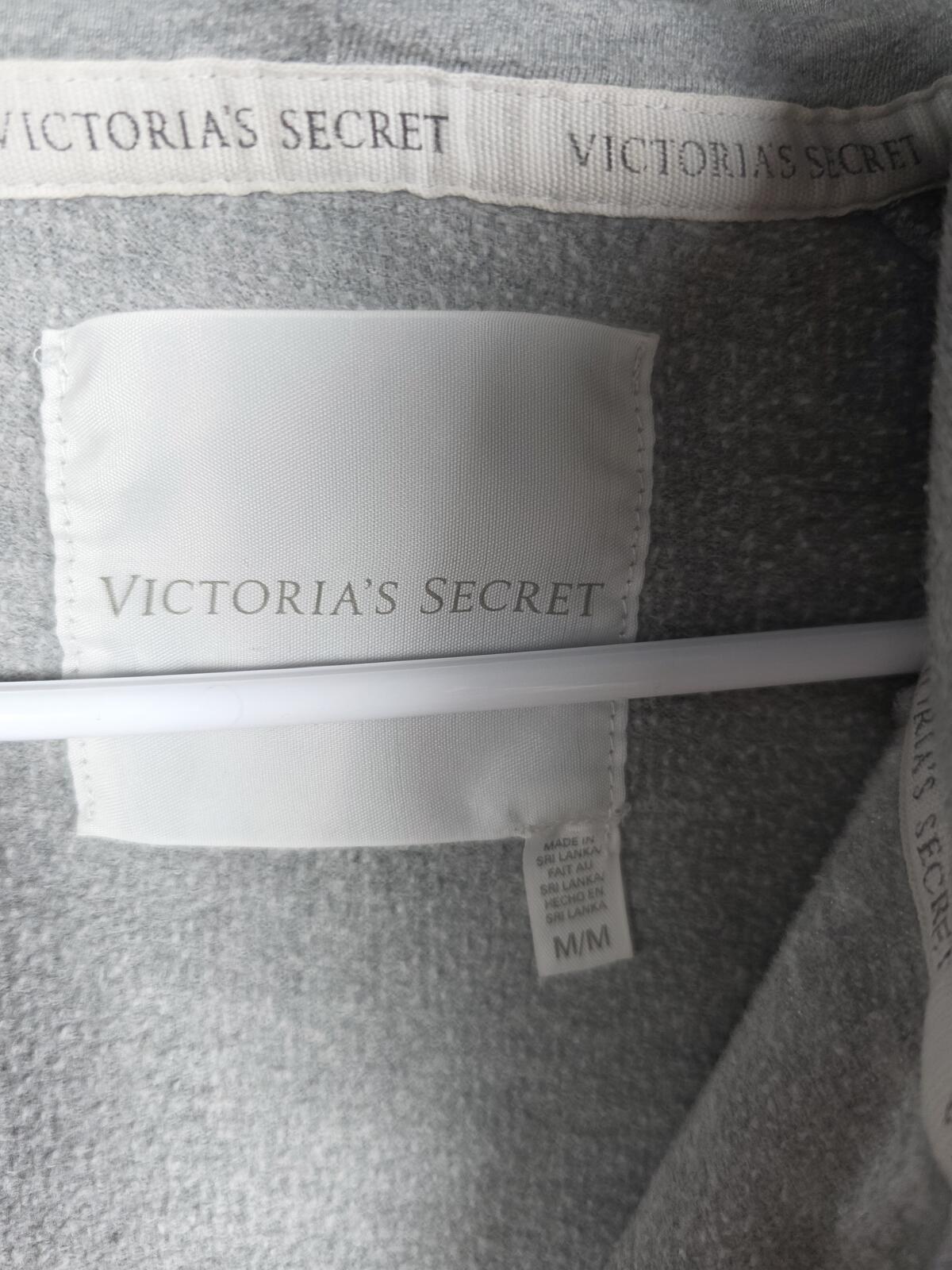 Victorias Secret BLING Heart Wings Full Zip Hoodie Jacket Grey MEDIUM