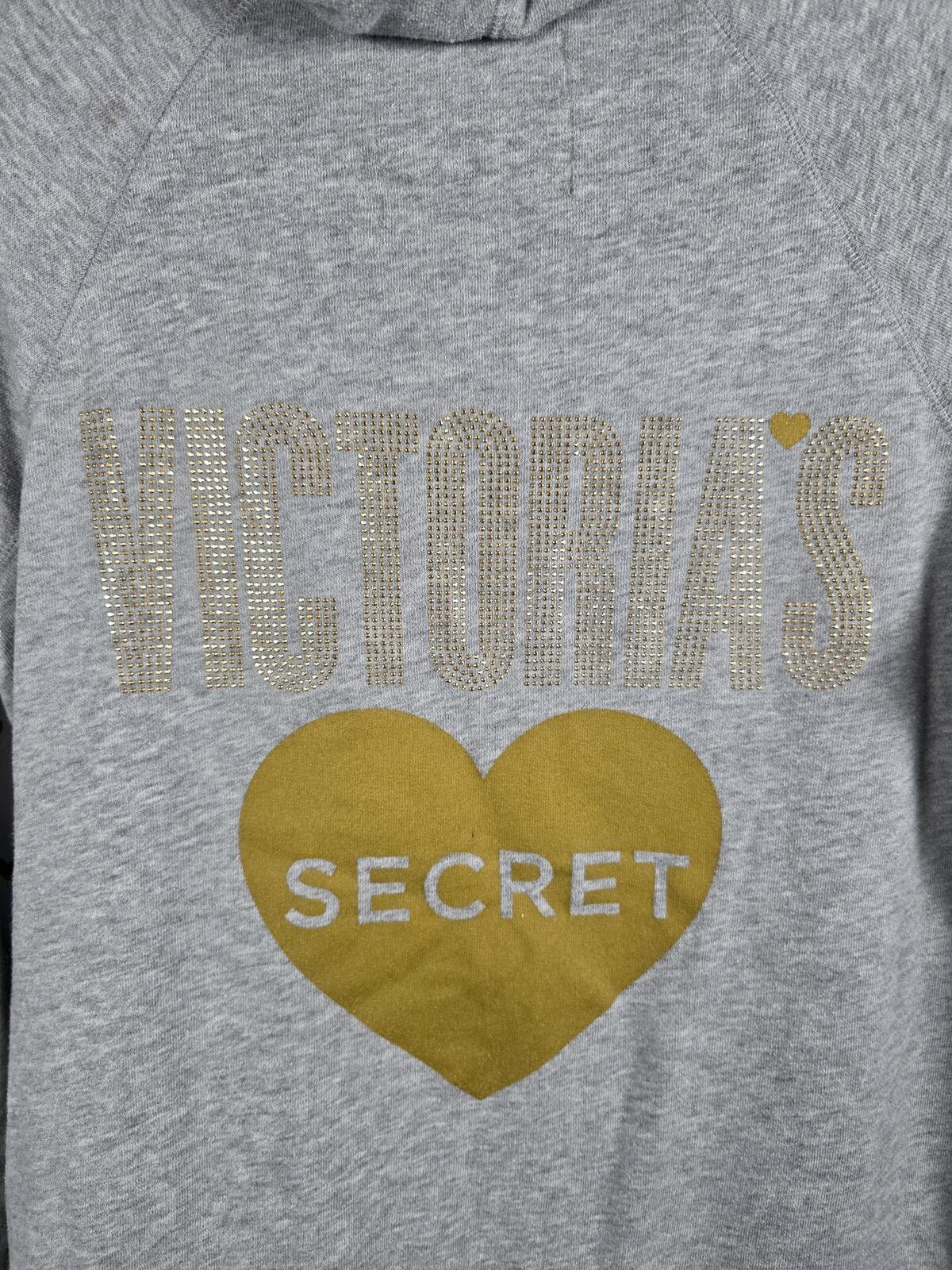 Victorias Secret BLING Heart Wings Full Zip Hoodie Jacket Grey MEDIUM