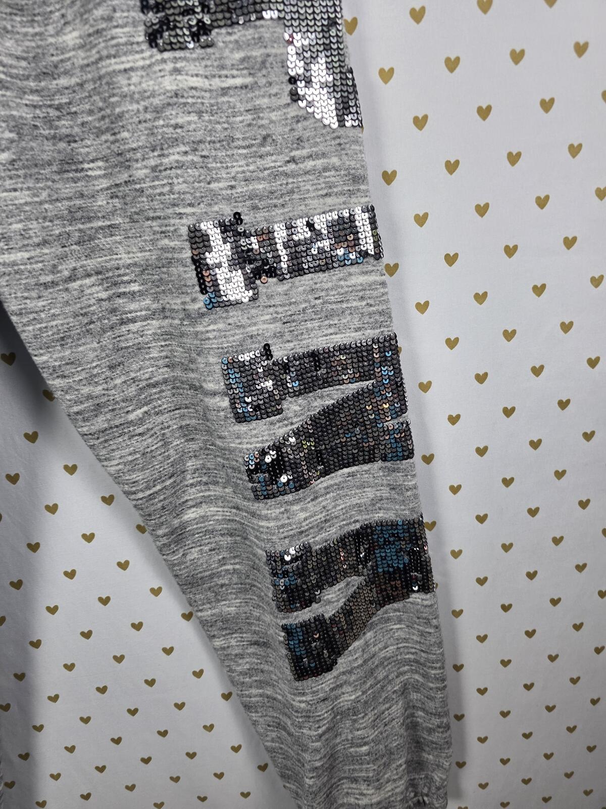 Victorias Secret PINK BLING GREY Mega Sequined Logo Sweats Sweatpants XS Oversiz
