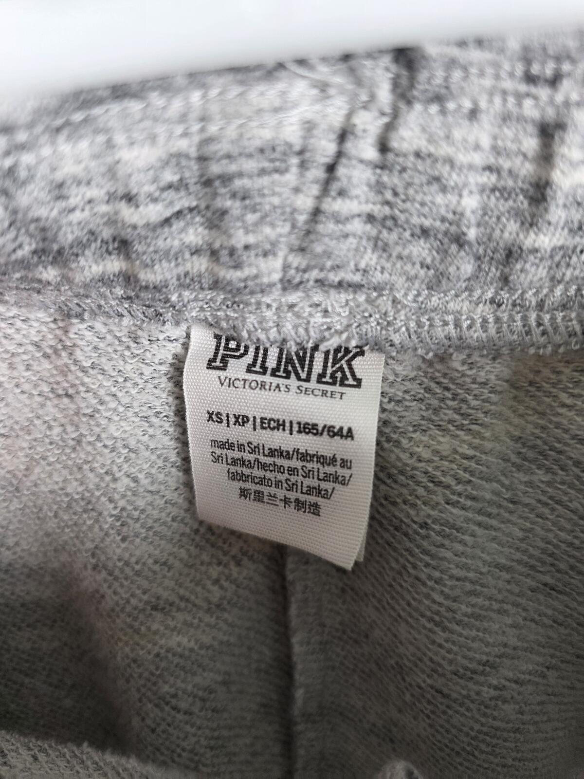 Victorias Secret PINK BLING GREY Mega Sequined Logo Sweats Sweatpants XS Oversiz