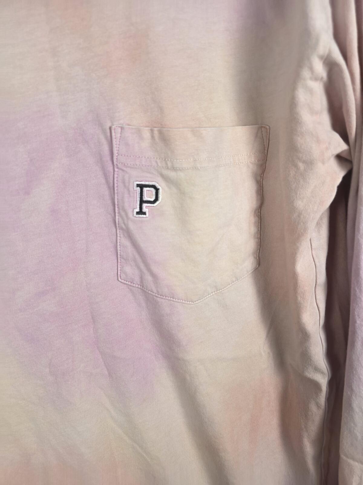 Victorias Secret PINK Campus Tye Dye Pocket Long Sleeve Tee Shirt XS Oversized