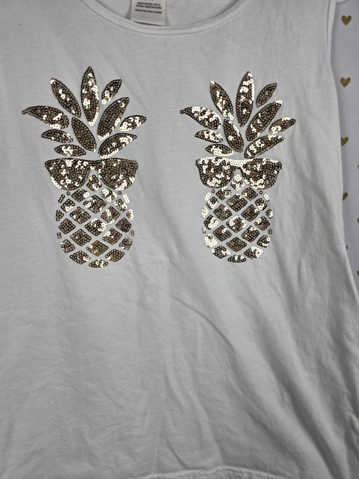 Victorias Secret PINK GOLD BLING PINEAPPLES Tee SHirt Tank Top SMALL