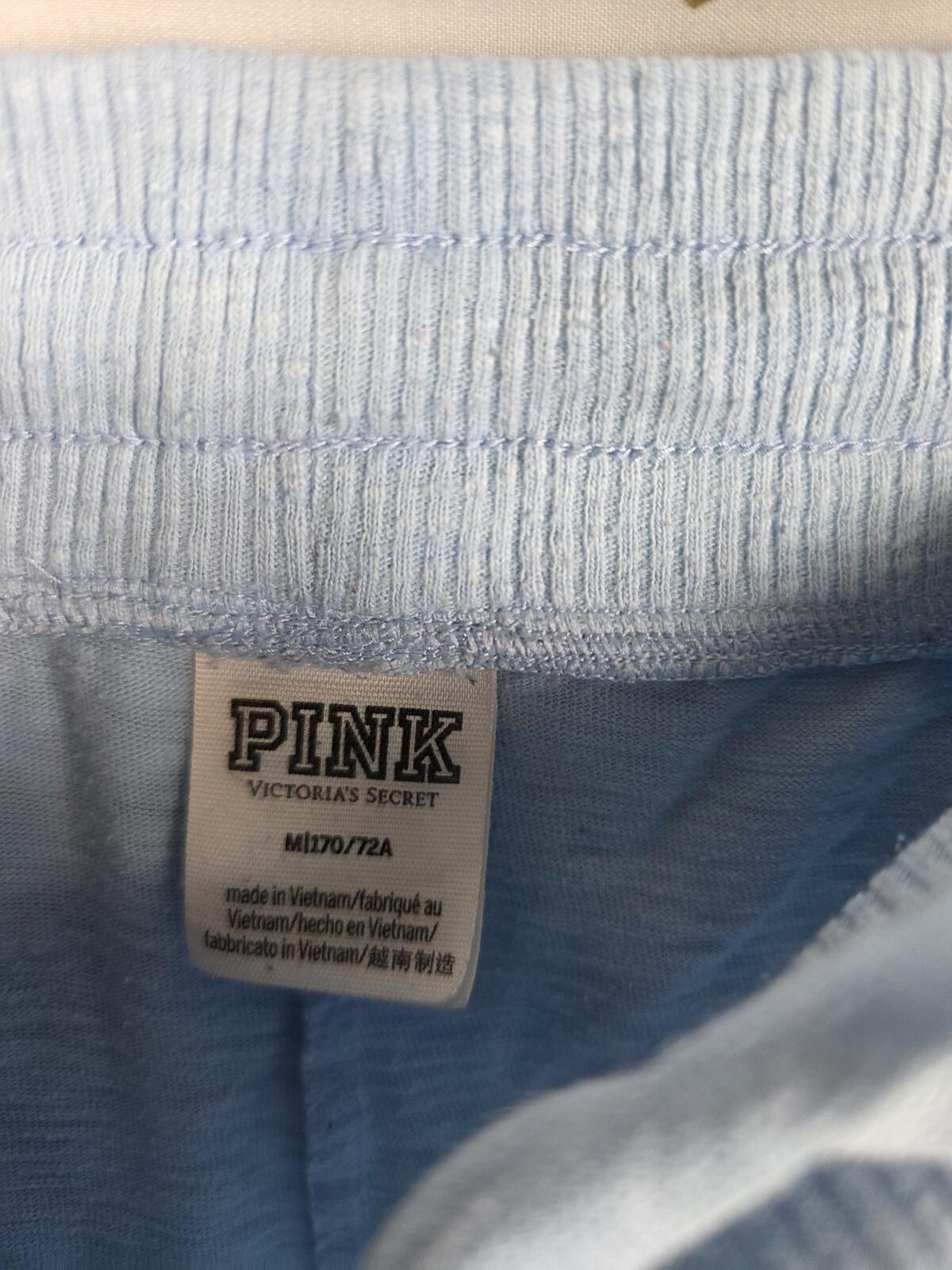 Victorias Secret PINK LOVE Blue Medium Tapered Joggers Sweats Sweatpants