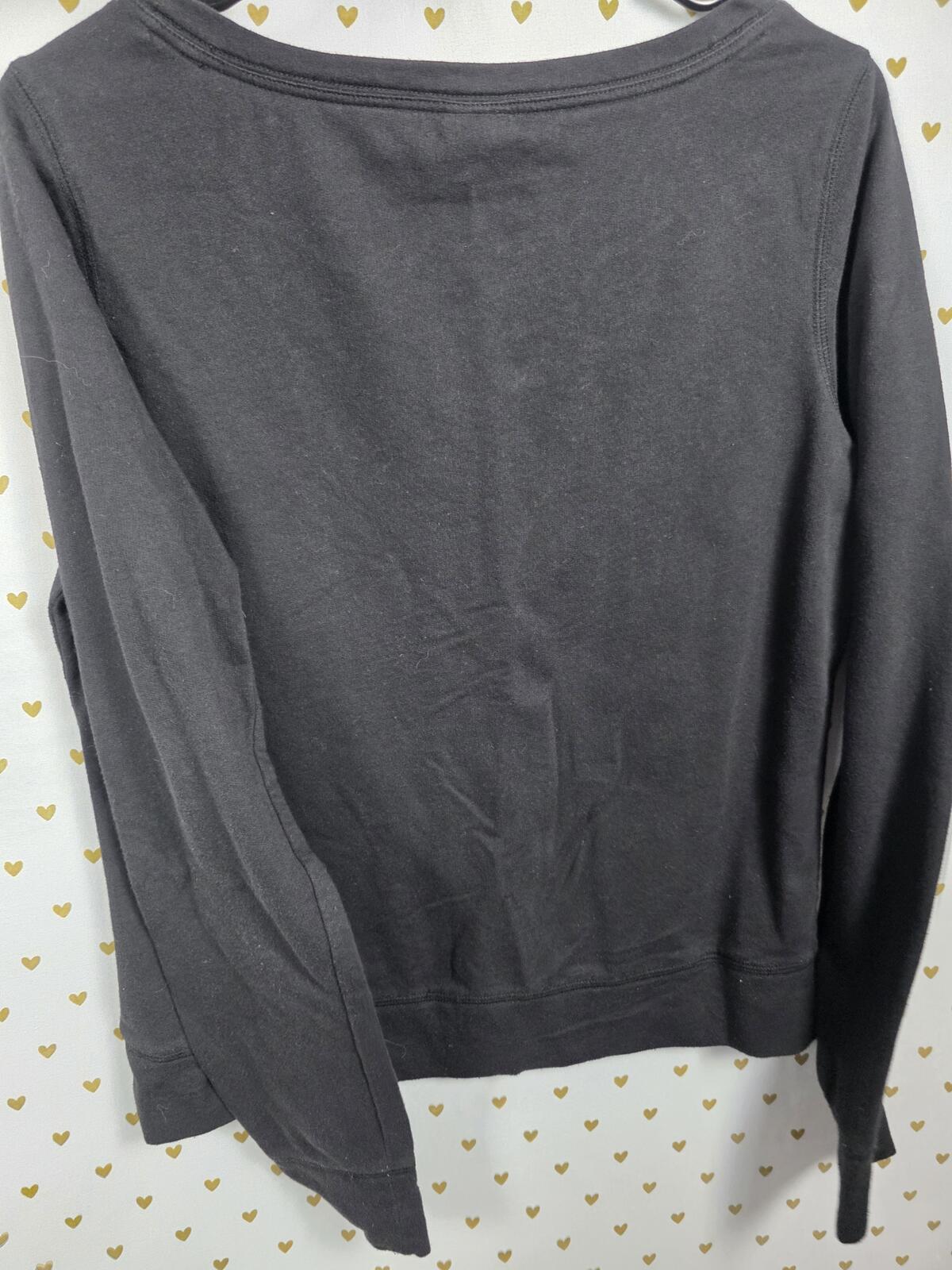 Victorias Secret Pink LOVE Vintage Black Slouchy Off Shoulder sweater shirt SM