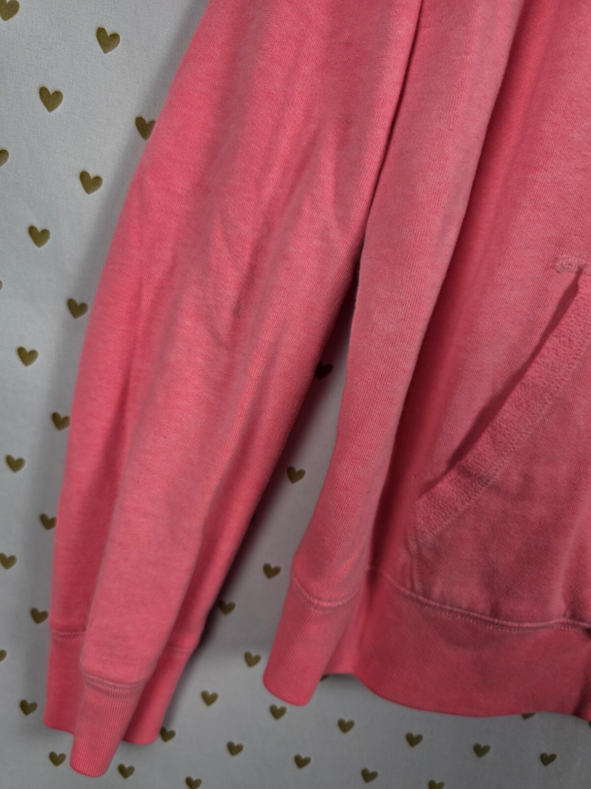 Victorias Secret Pink Full zip LOVE Hoodie Jacket Orange Neon LARGE