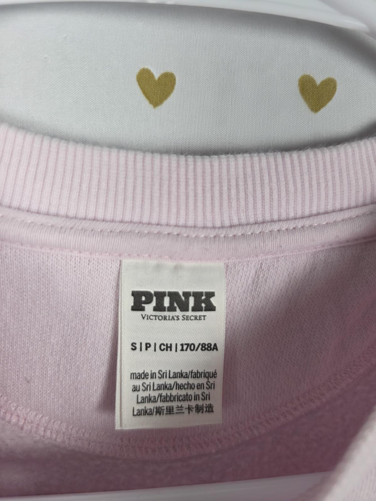 Victorias Secret Pink Logo Stripe crew sweater shirt SMALL oversized