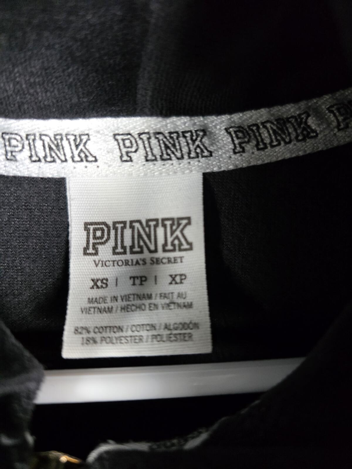 Victorias Secret Pink Vintage VELOUR y2k Gold Bling Hoodie Jacket Black XS