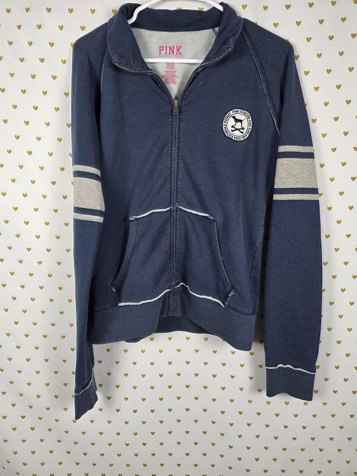 Victorias Secret Pink VINTAGE HTF FOREVER Full Zip Sweater Jacket Y2k MEDIUM '06