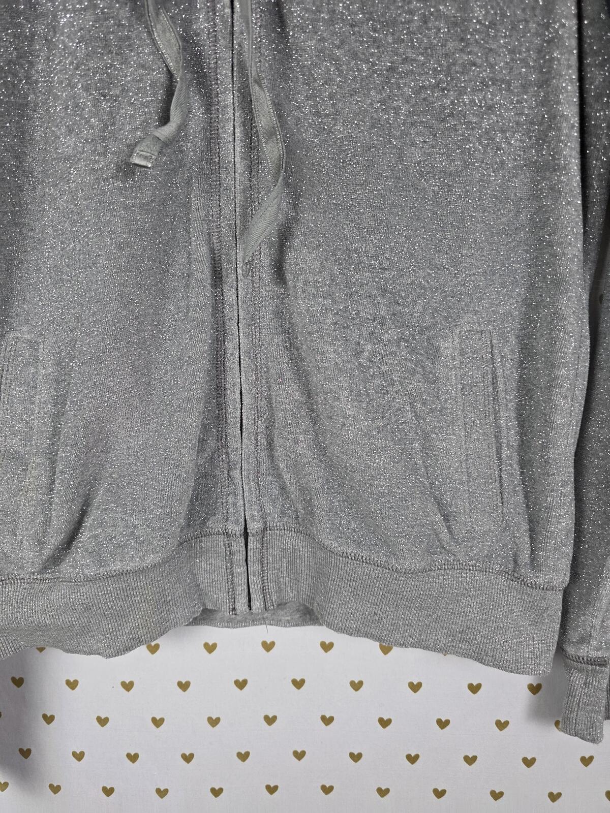 Victorias Secret Pink BLING GLITTER Heart Arrow Full Zip Hoodie Jacket MEDIUM