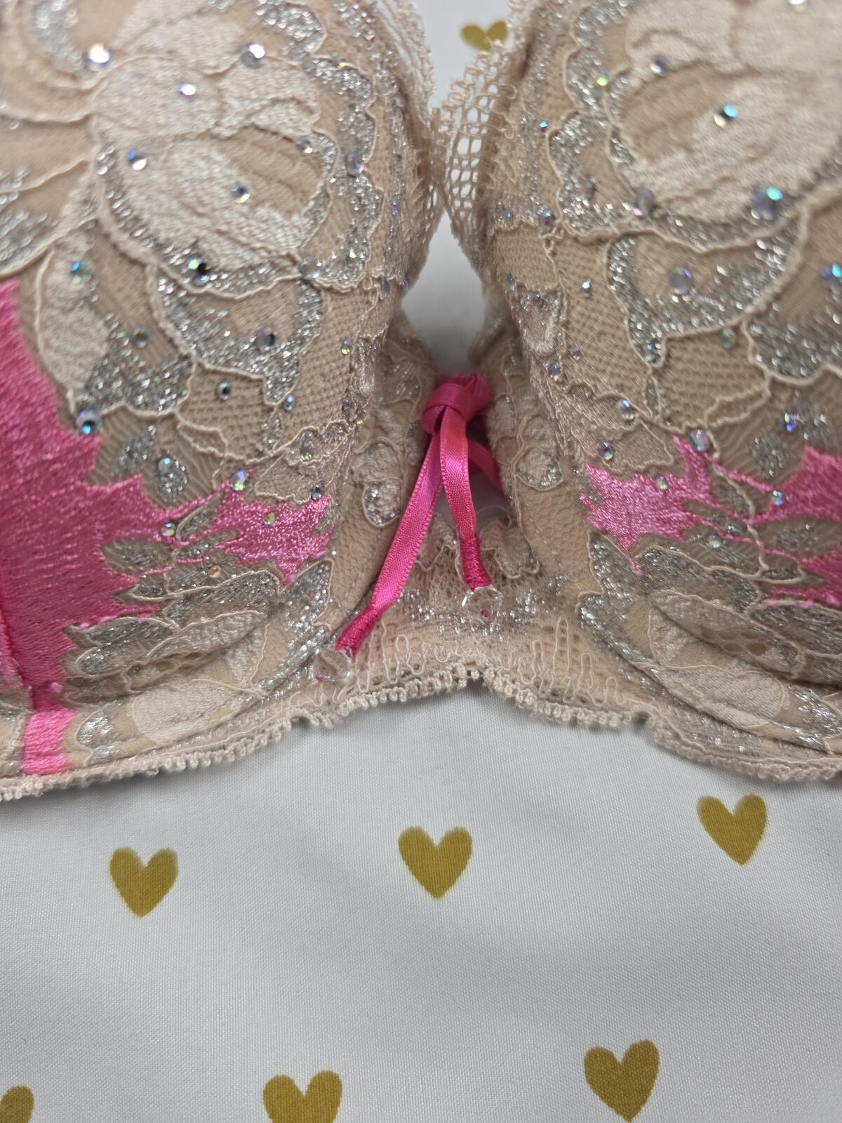 Victorias Secret Bling Rhinestone Very Sexy Balconette Bra Demi 34B