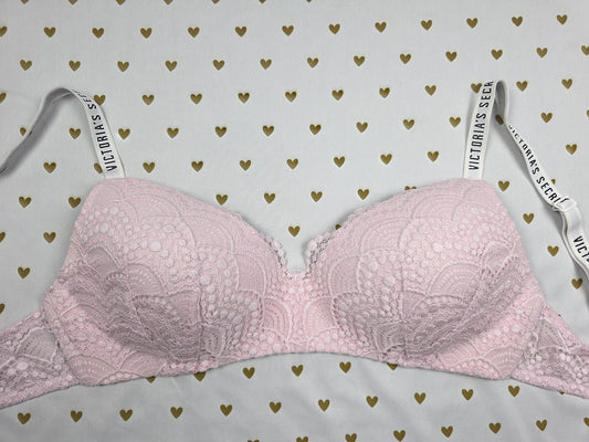 Victorias Secret Logo Strap Wireless No Wire  T Shirt Lightly Lined Bra 34DD