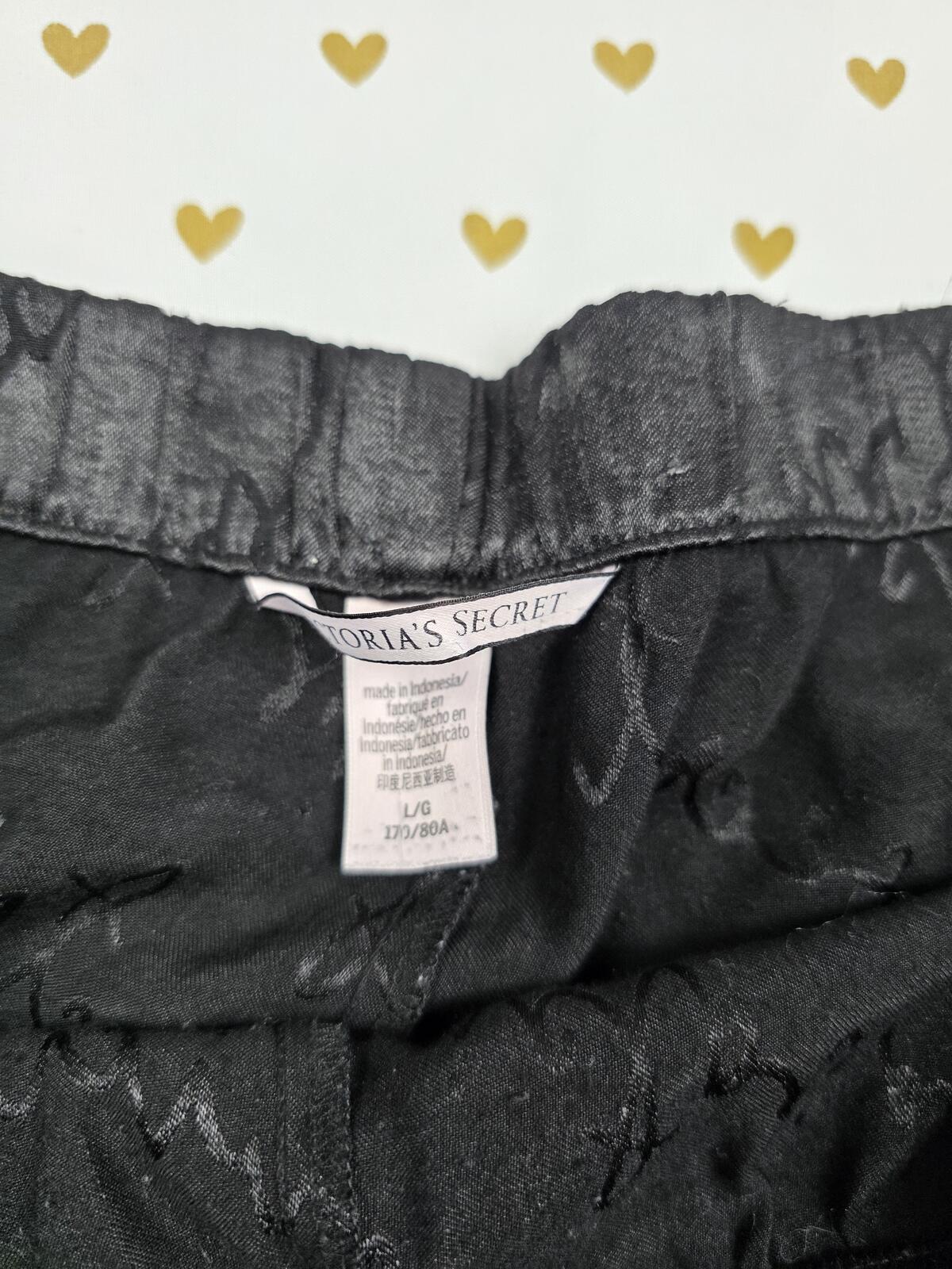 Victorias Secret Satin LARGE Logo Sleep Shorts Boxers Pajama Bottoms