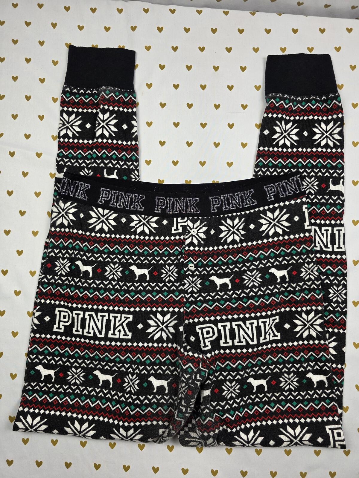 Victorias Secret PINK Waffle Sleep Pants Winter Pajama Bottoms LARGE
