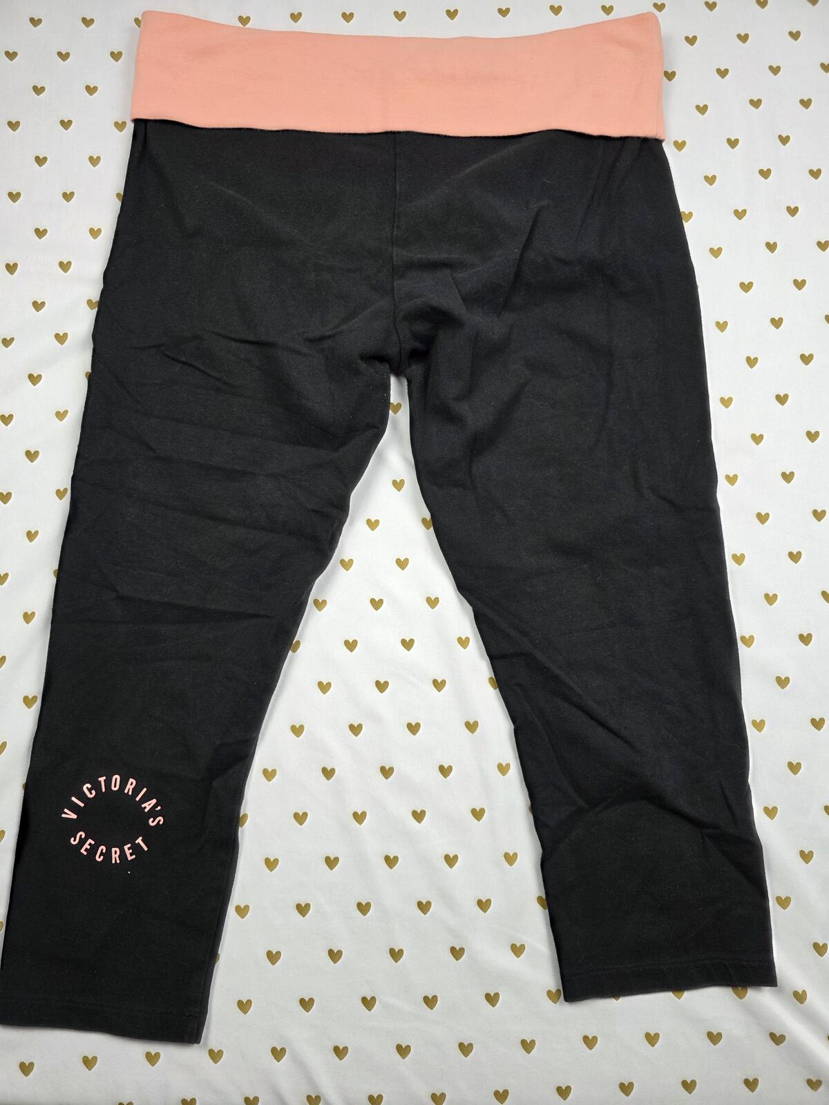 Victorias Secret Vintage FOLDOVER Yoga Pants Capri  MEDIUM logo Y2k LARGE