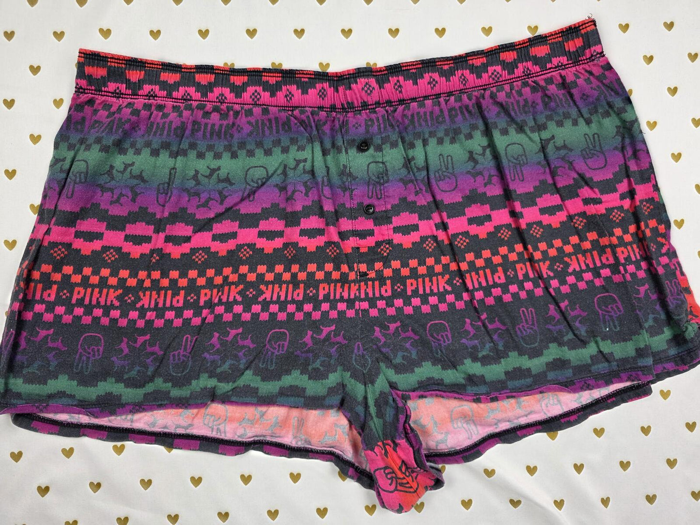 Victorias Secret PINK Rainbow XL  Sleep Shorts Boxers Pajama Bottoms