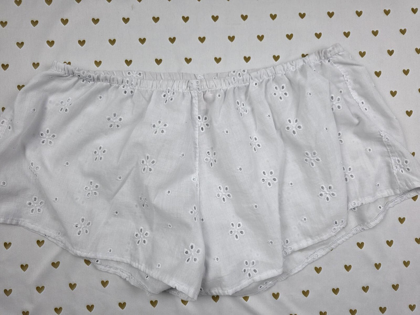 Victorias Secret White Eyelet Thin LARGE  Sleep Shorts Boxers Pajama Bottoms