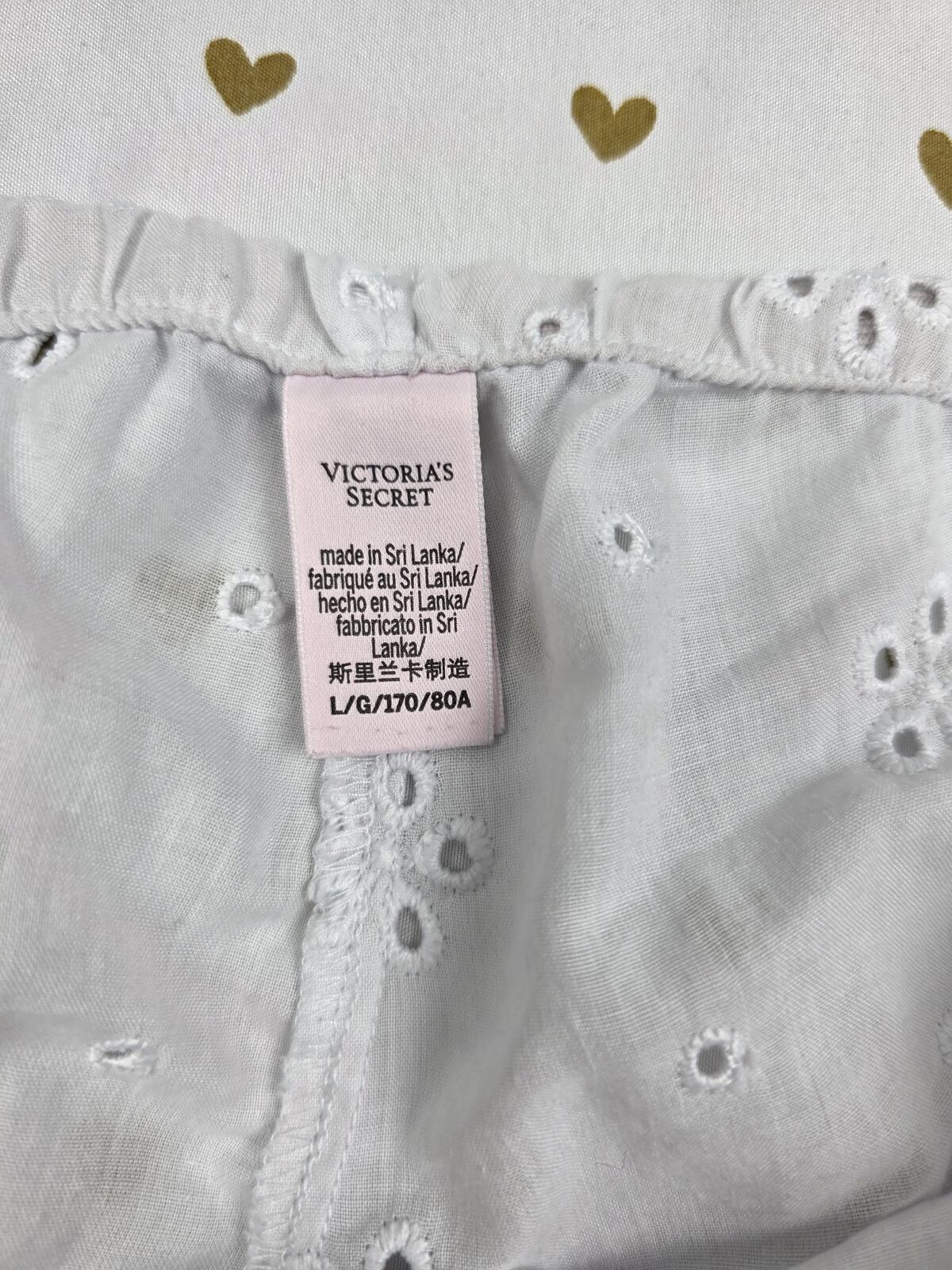 Victorias Secret White Eyelet Thin LARGE  Sleep Shorts Boxers Pajama Bottoms