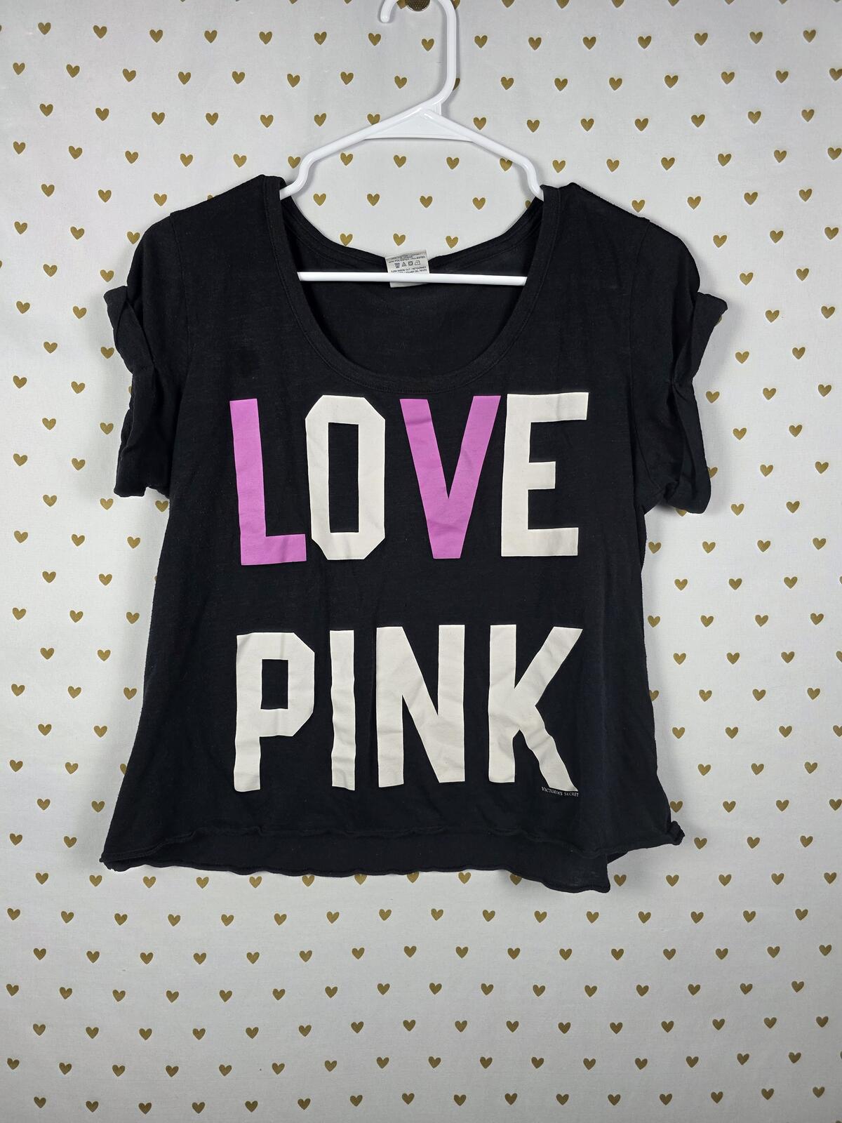 Victorias Secret PINK VINTAGE Cropped Boxy Y2K Tee Shirt MEDIUM