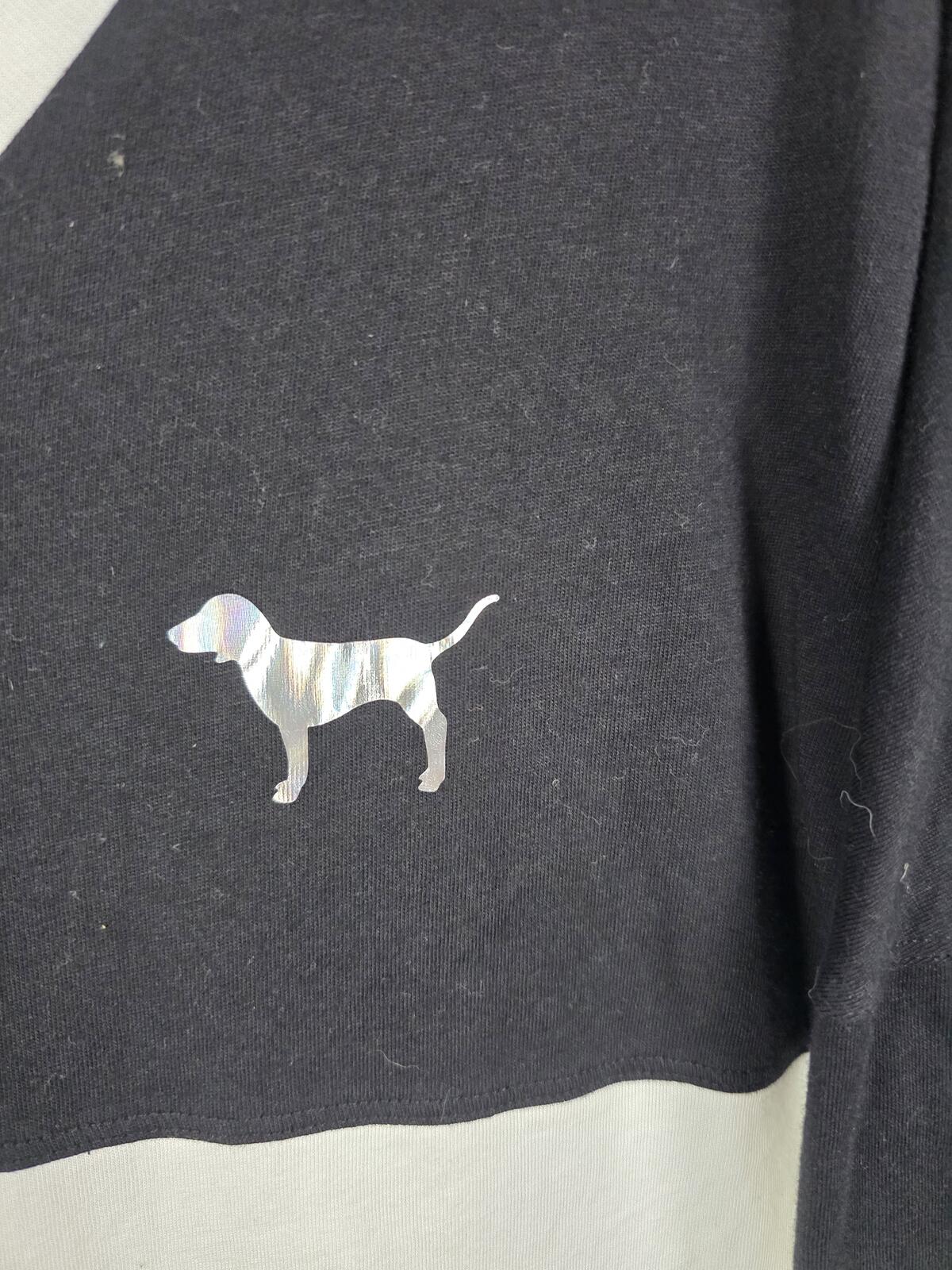 Victorias Secret PINK MERMAID BLING Dog Logo Long Sleeve SEQUINED Tee Shirt SM