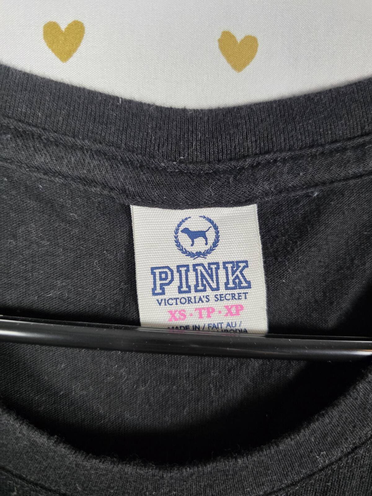 Victorias Secret PINK Vintage Y2k Black Logo Tee shirt XS