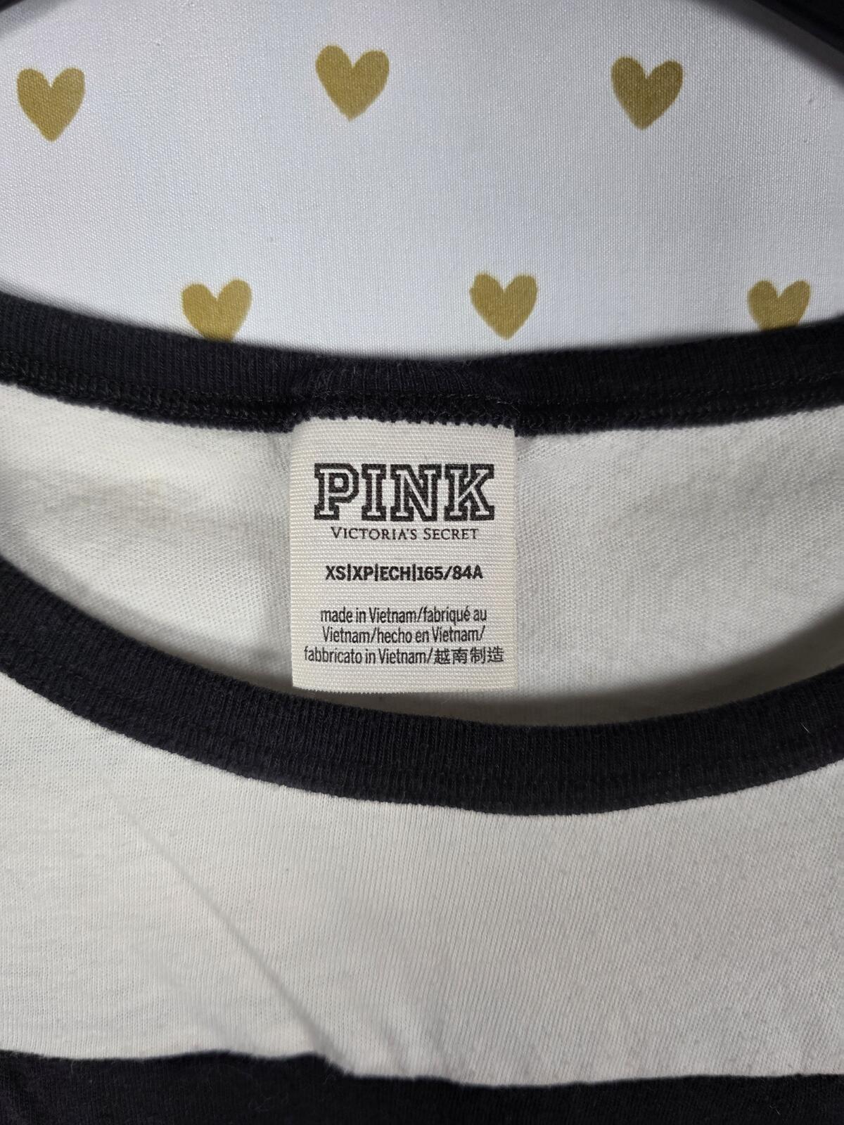 Victorias Secret PINK Colorblock Bling Short sleeve Sequined Logo Tee shirt XS