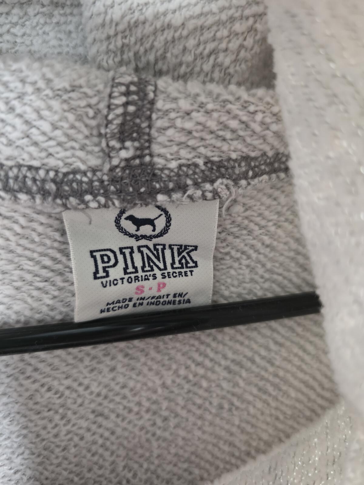Victorias Secret Pink Vintage Sleeveless Sweater Hooded Embroidered Logo Shirt S