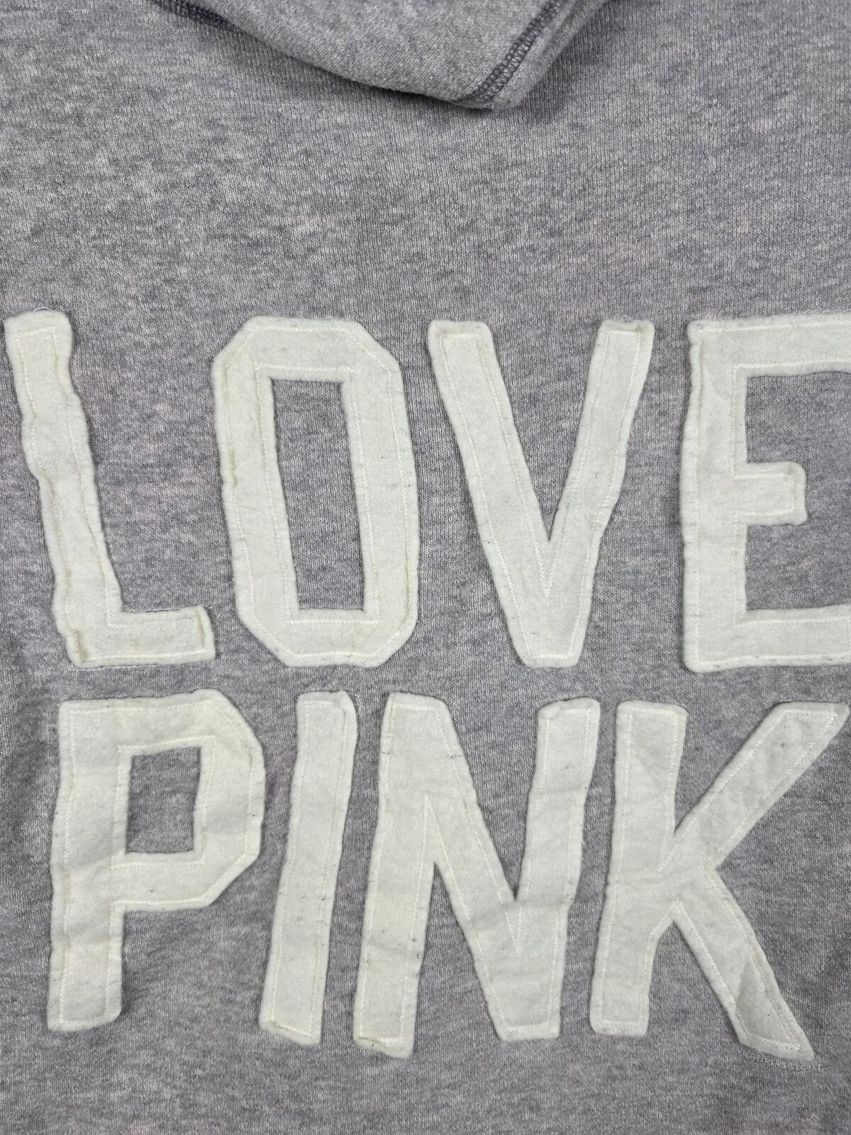 Victorias Secret Pink Vintage Sleeveless Sweater Hooded Embroidered Logo Shirt S