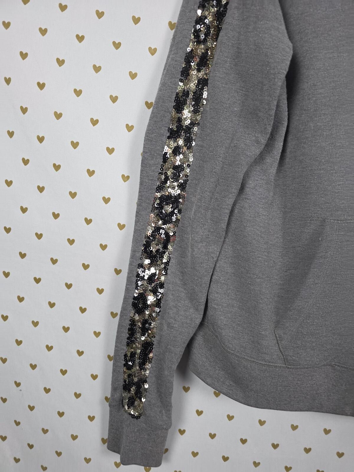 Victorias Secret Pink BLING CHEETAH Leopard Full Zip Hoodie Jacket Medium