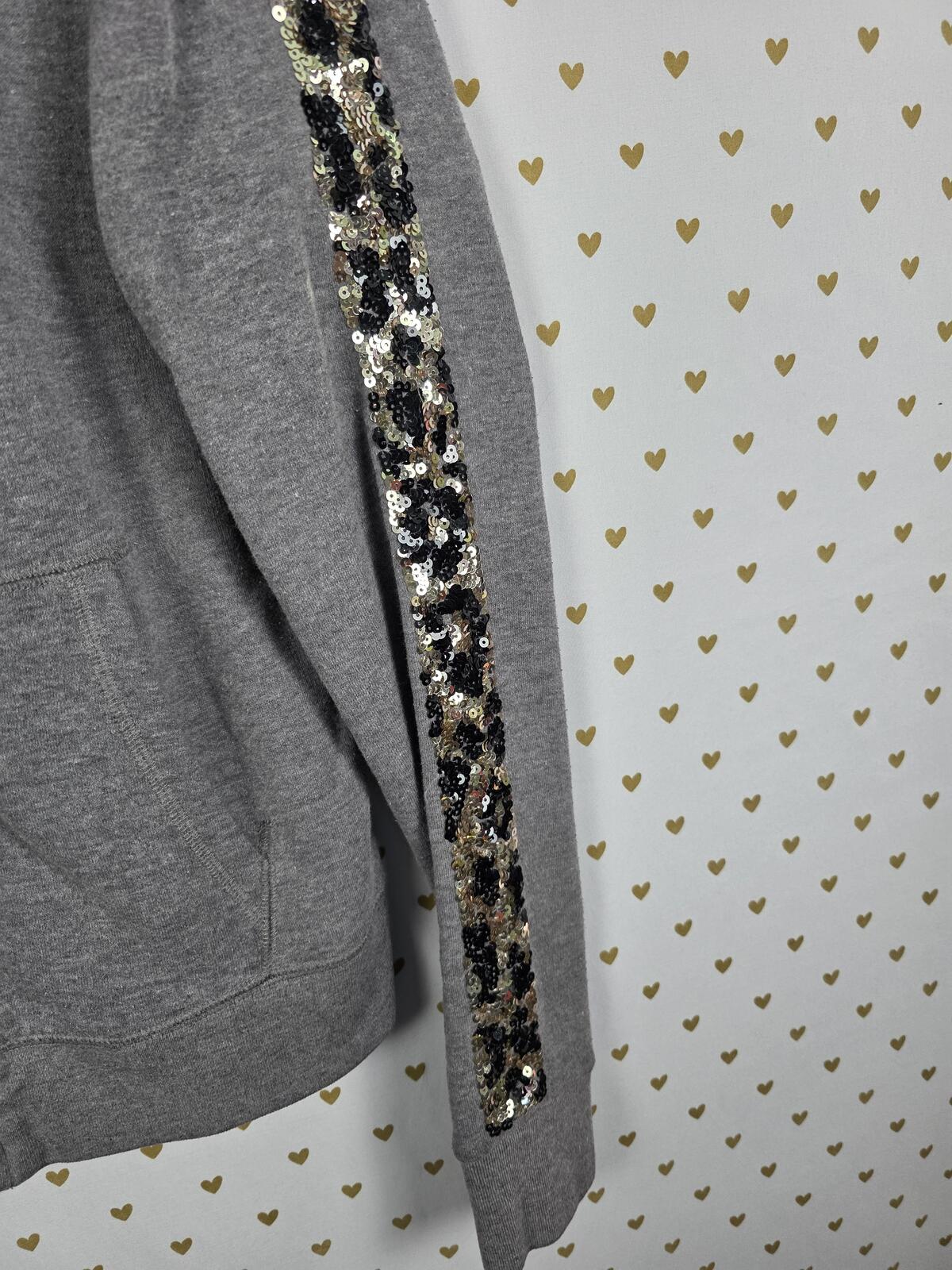 Victorias Secret Pink BLING CHEETAH Leopard Full Zip Hoodie Jacket Medium