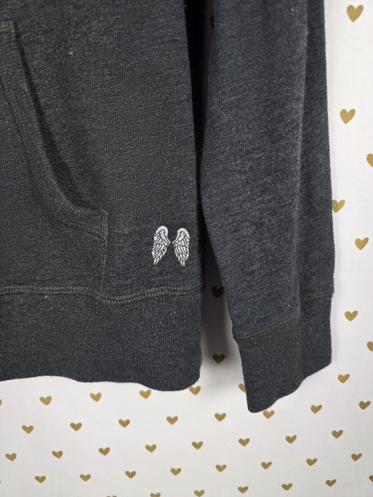 Victorias Secret BLING SEQUINED WINGS Full zip Hoodie Jacket Grey SMALL