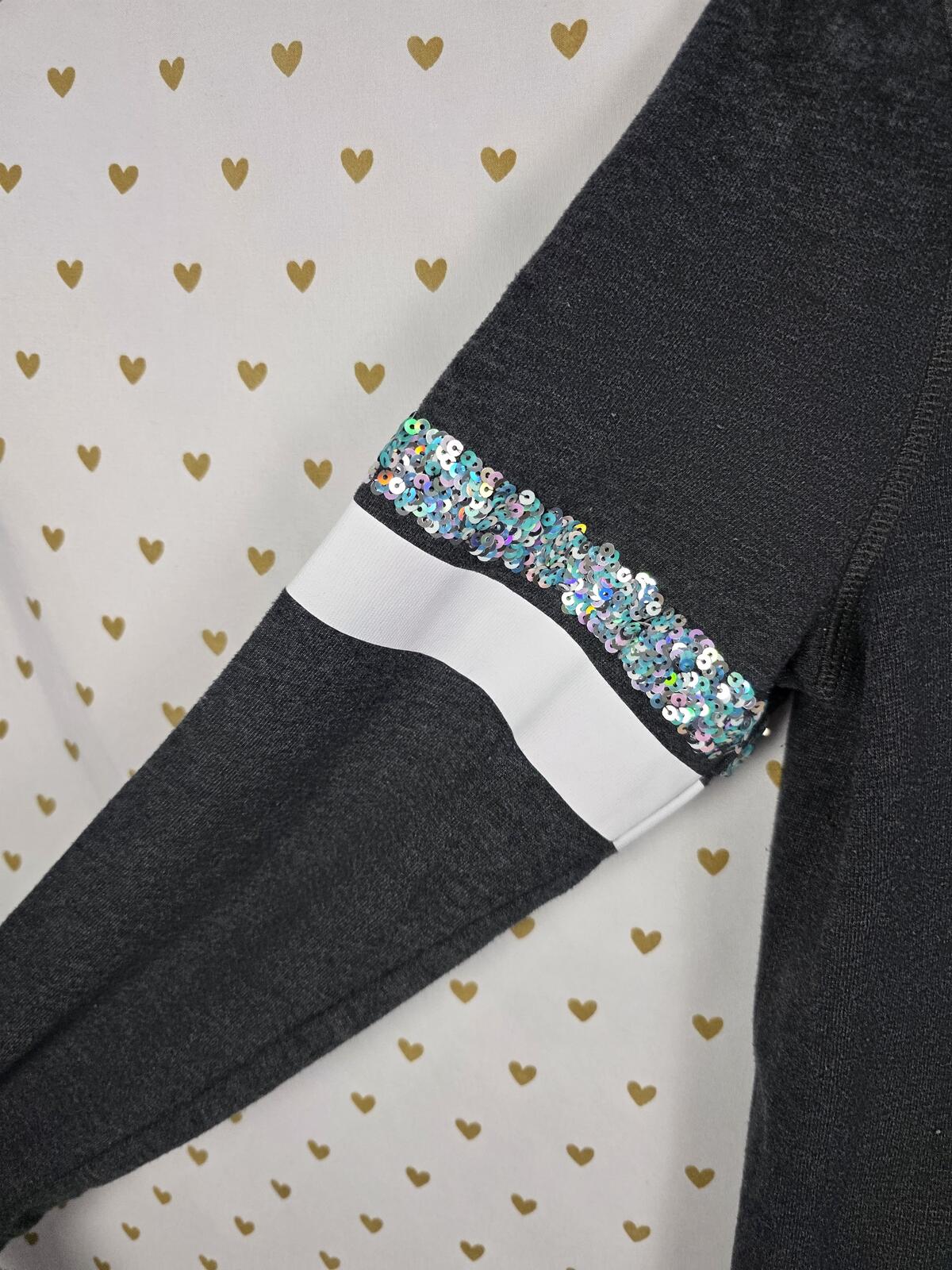 Victorias Secret BLING SEQUINED WINGS Full zip Hoodie Jacket Grey SMALL