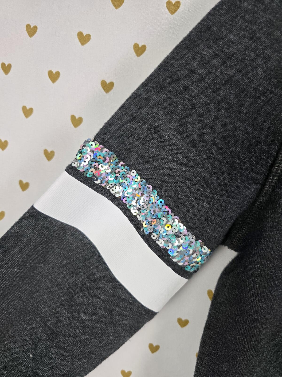 Victorias Secret BLING SEQUINED WINGS Full zip Hoodie Jacket Grey SMALL