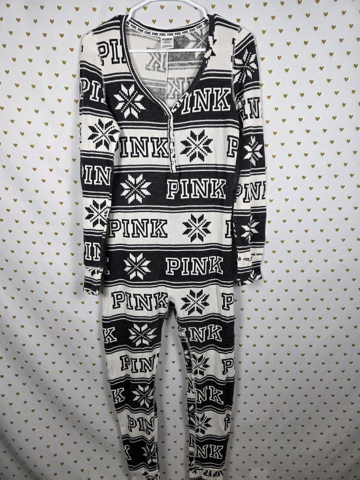 Victorias Secret PINK Buffalo Plaid LARGE Sleep Thermal Pajama Outfit 1pc LARGE