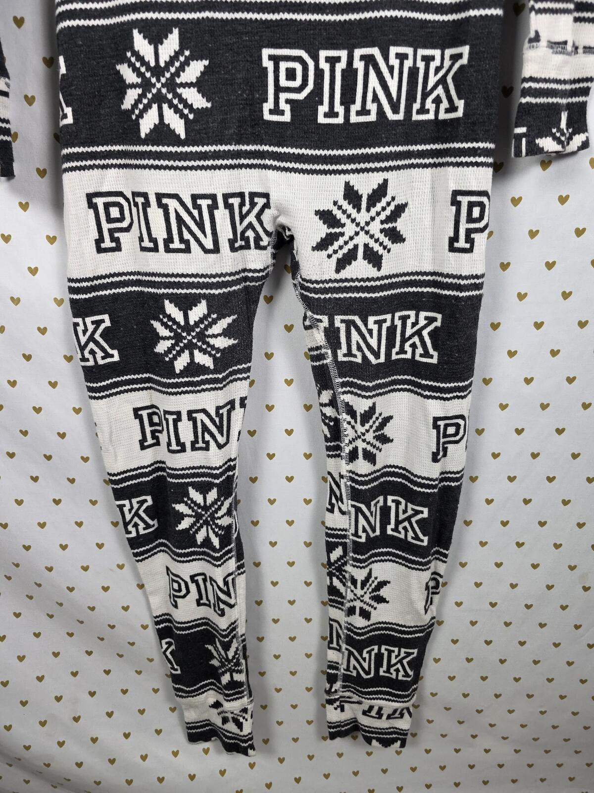 Victorias Secret PINK Buffalo Plaid LARGE Sleep Thermal Pajama Outfit 1pc LARGE