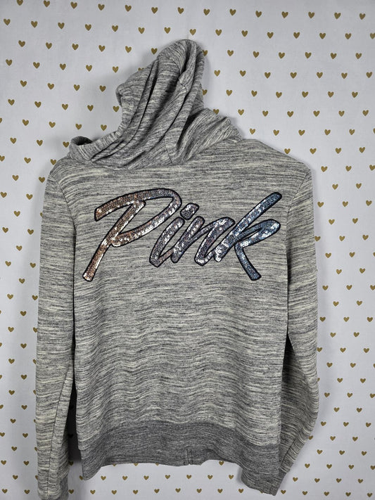 Victorias Secret Pink GRADIENT BLING Sequined Full zip hoodie jacket Grey XS