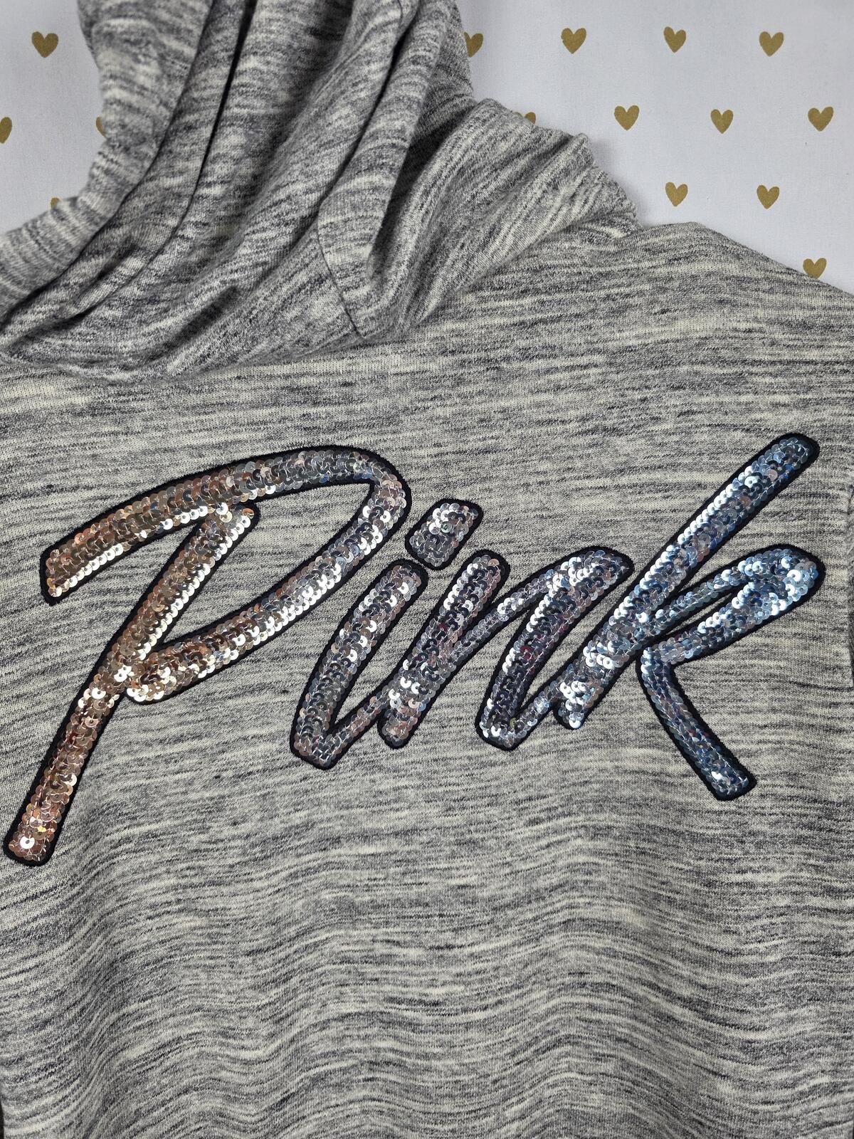 Victorias Secret Pink GRADIENT BLING Sequined Full zip hoodie jacket Grey XS