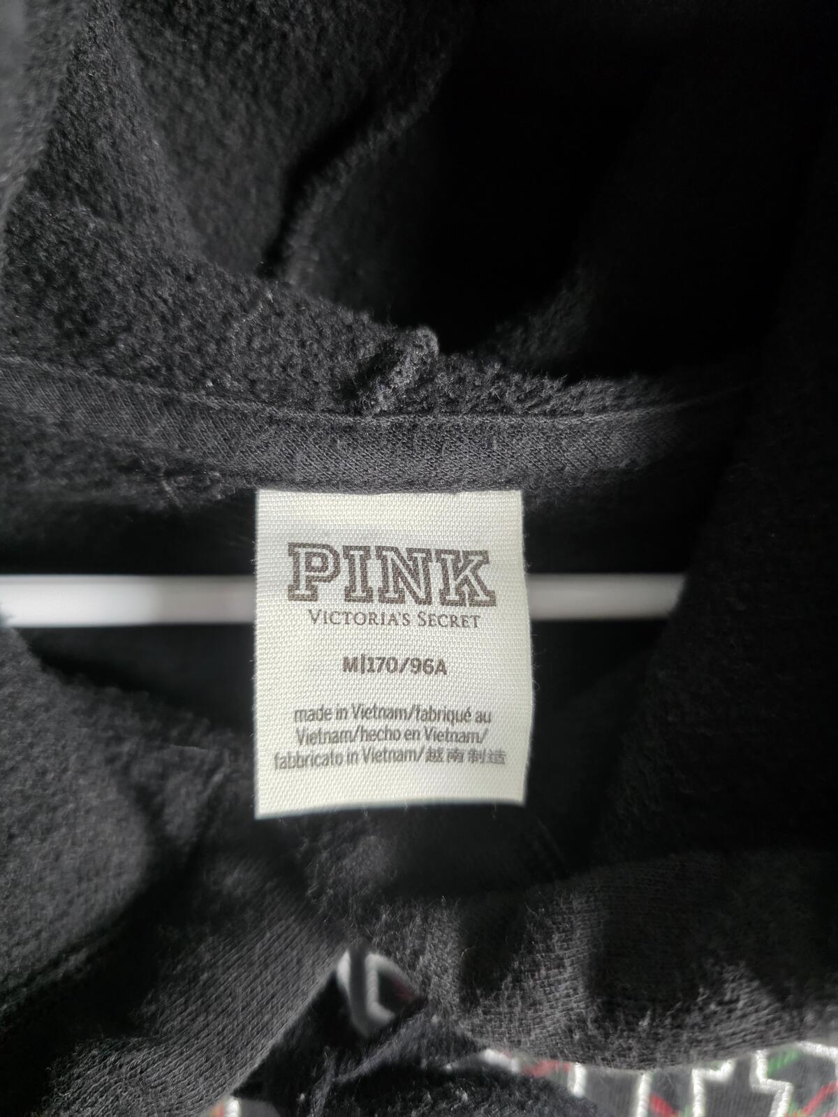 Victorias Secret Pink Embroidered Logo Plaid Sweats & Hoodie SET Outfit 2pc S M