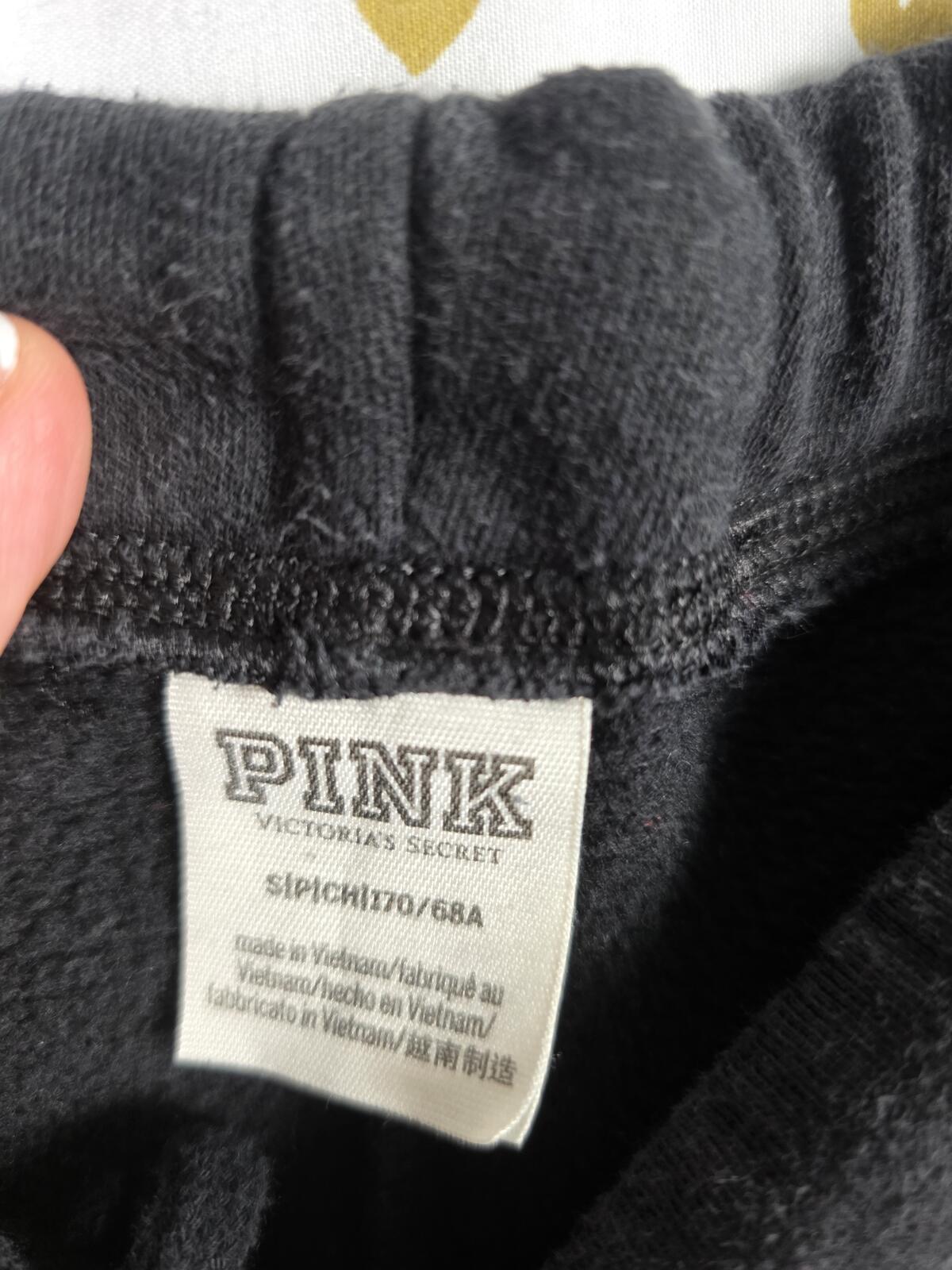 Victorias Secret Pink Embroidered Logo Plaid Sweats & Hoodie SET Outfit 2pc S M