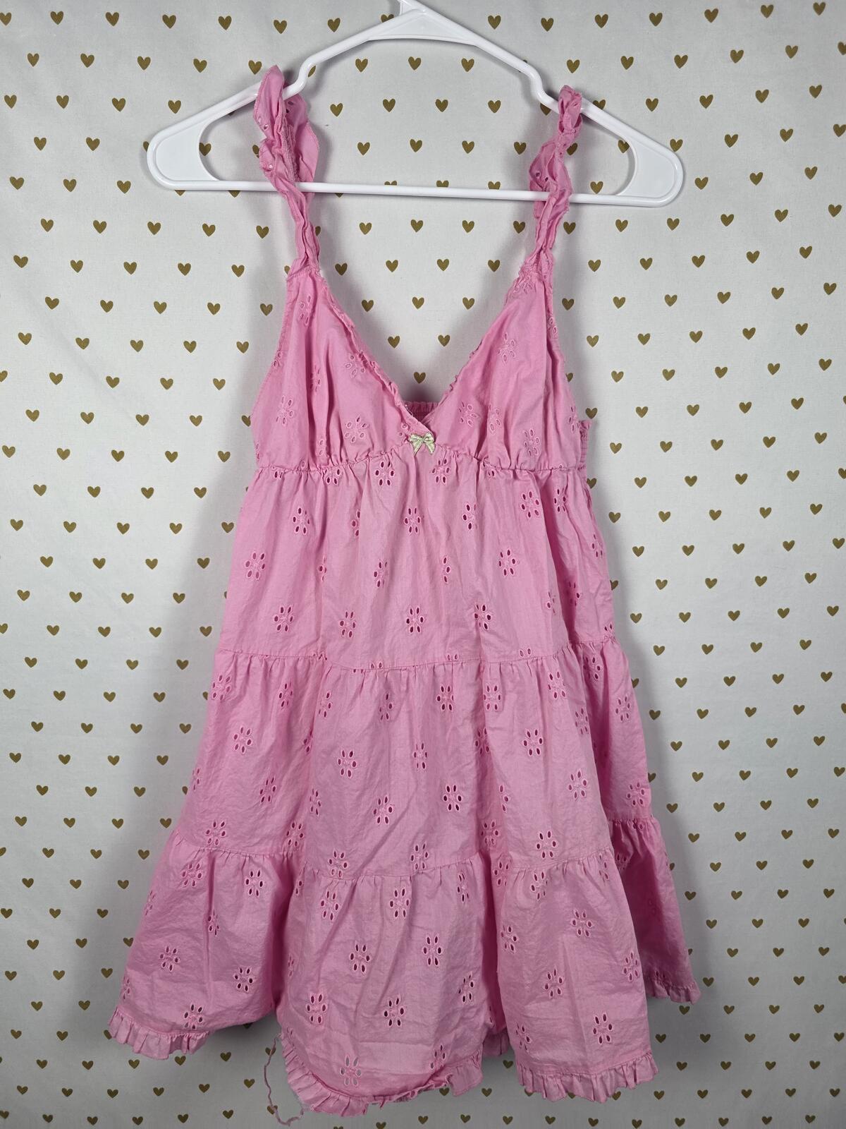 Victorias Secret PINK EYELET Cotton Vintage Dress Ruffled MEDIUM