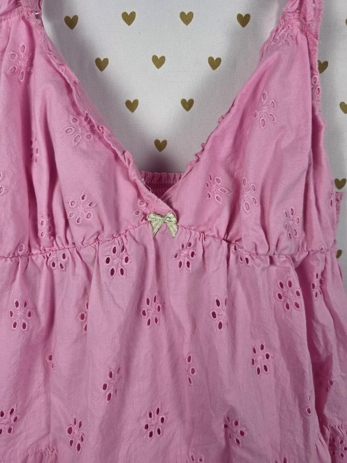 Victorias Secret PINK EYELET Cotton Vintage Dress Ruffled MEDIUM