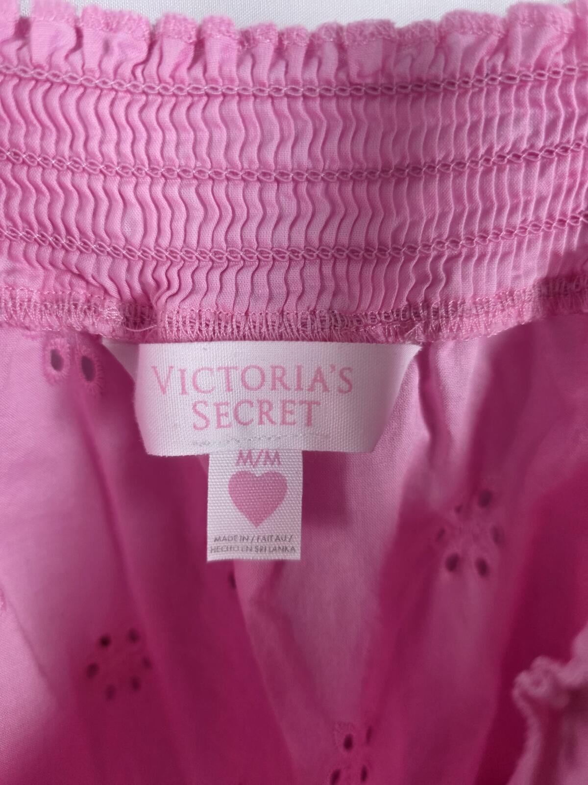 Victorias Secret PINK EYELET Cotton Vintage Dress Ruffled MEDIUM