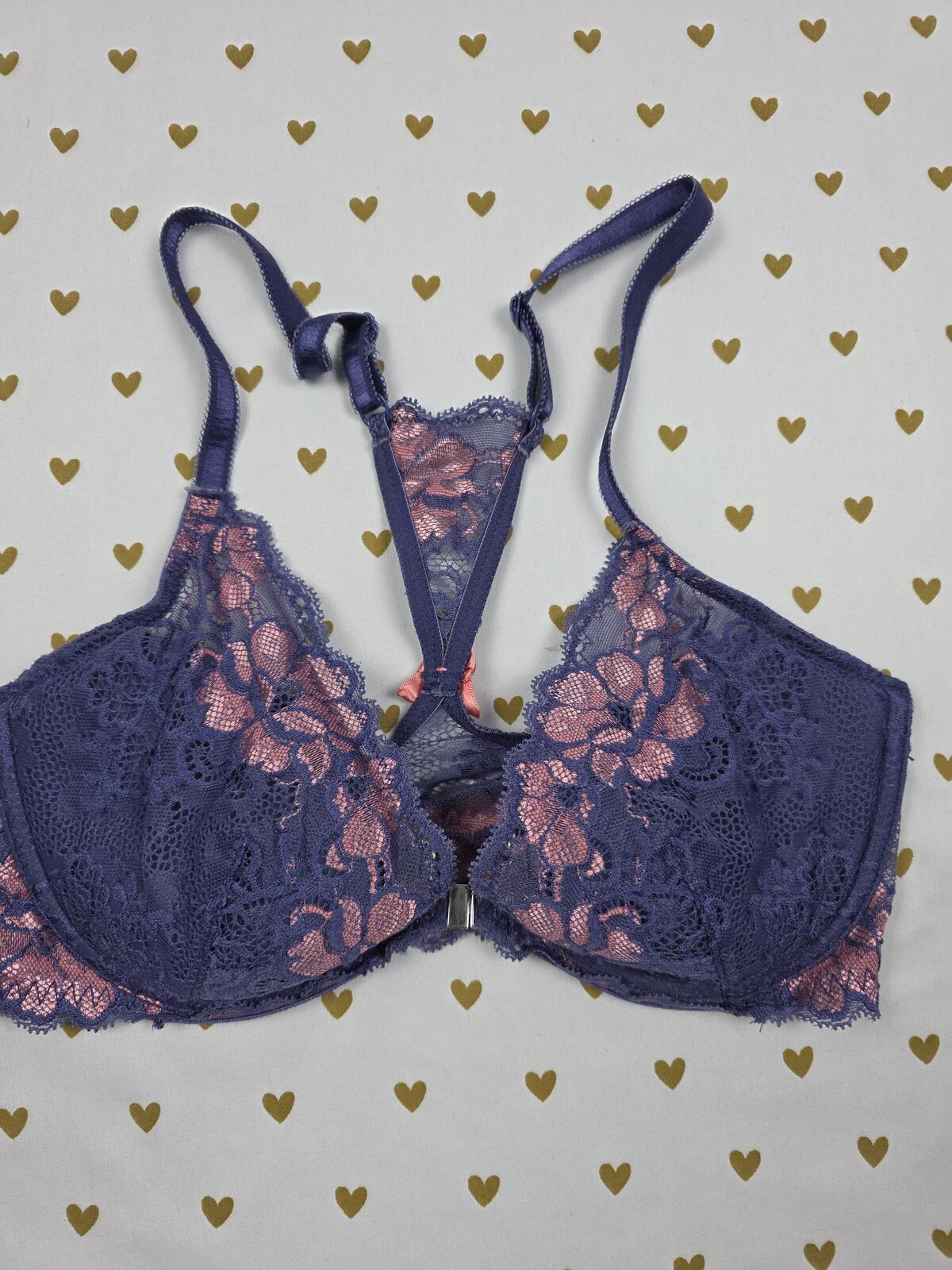 ADORE ME Lace Front Close Racerback Bra Push Up Lightly Lined 32D