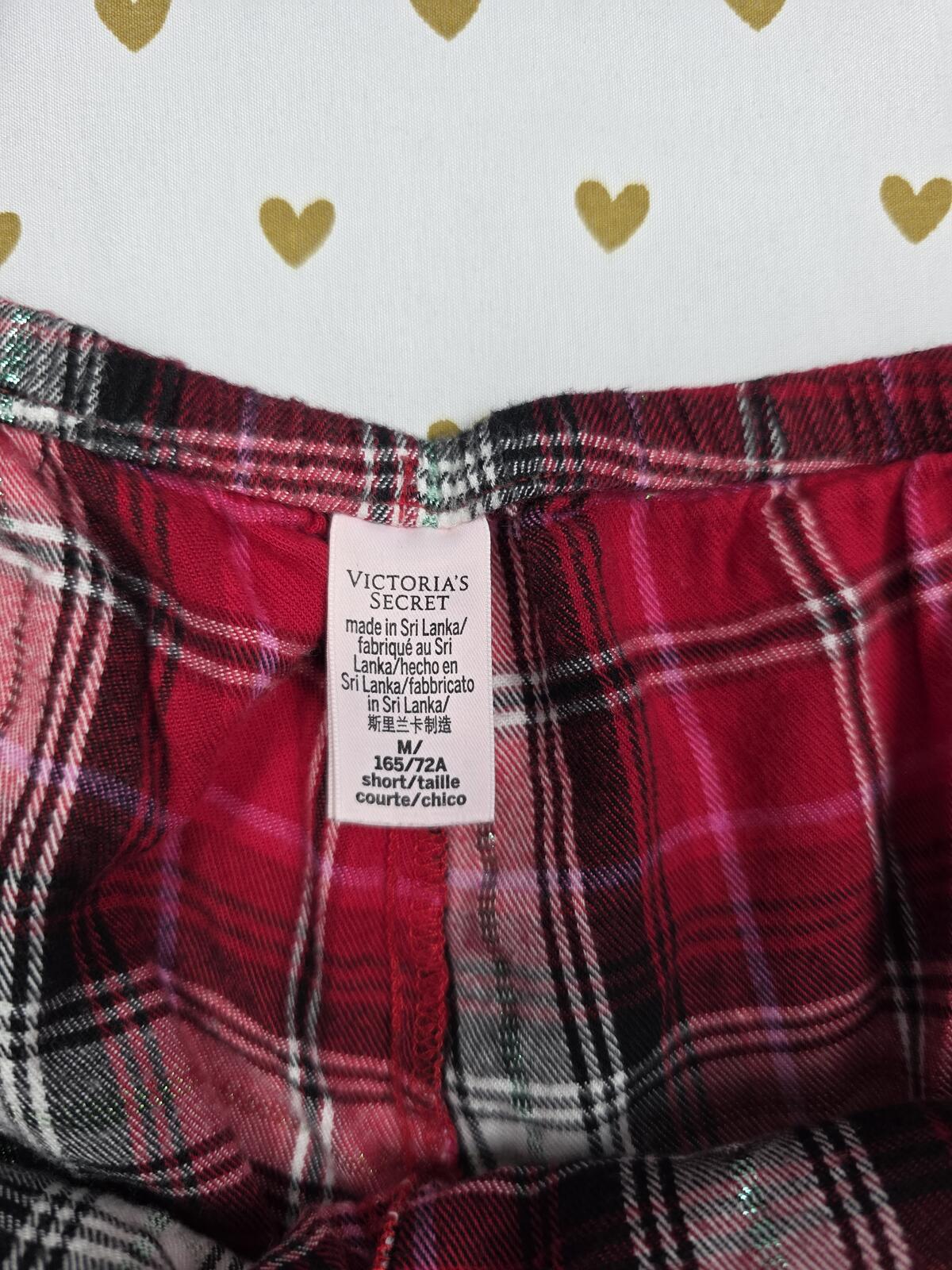 Victorias Secret red Plaid Sleep Pants Pajama Bottoms Medium Short