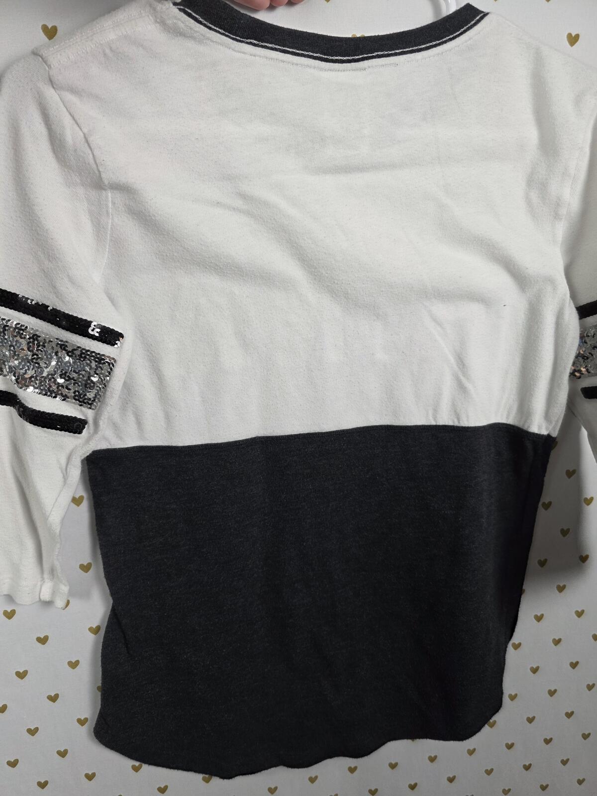 Victorias Secret PINK BLING Logo Colorblock Tee shirt XS Sequined
