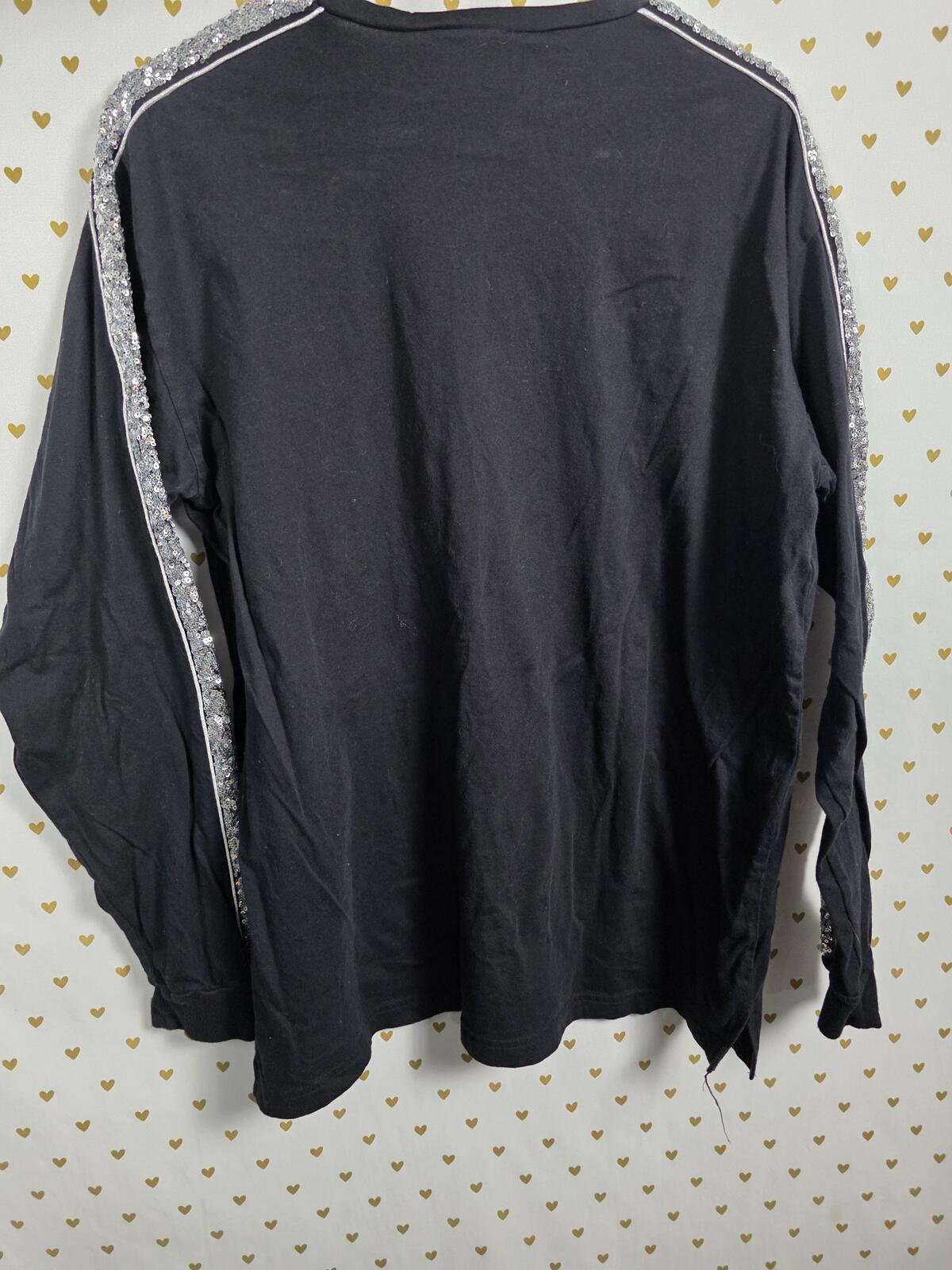 Victorias Secret PINK BLING HTF In a HOLIDAZE Sequined Long Sleeve Tee Shirt L